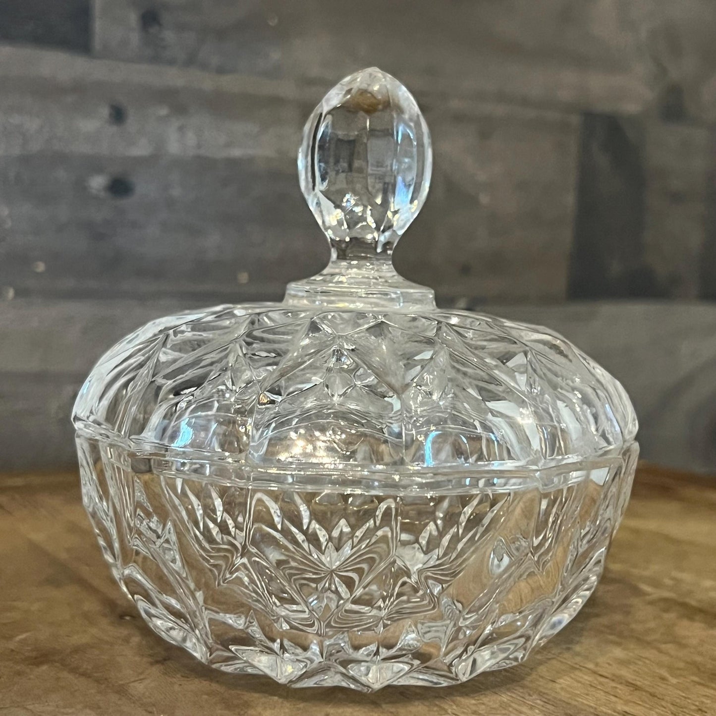 Vintage Crystal Lidded Trinket Dish