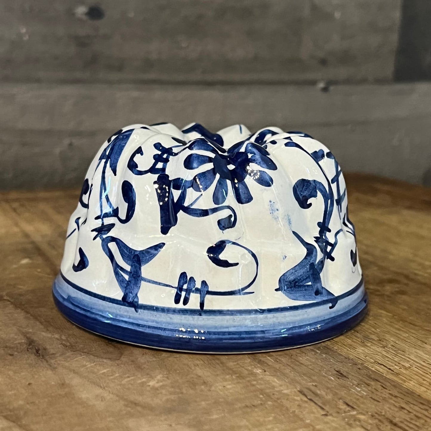 Vintage ABC Ceramiche Bassano Italy Blue and White Ceramic Jello Mold