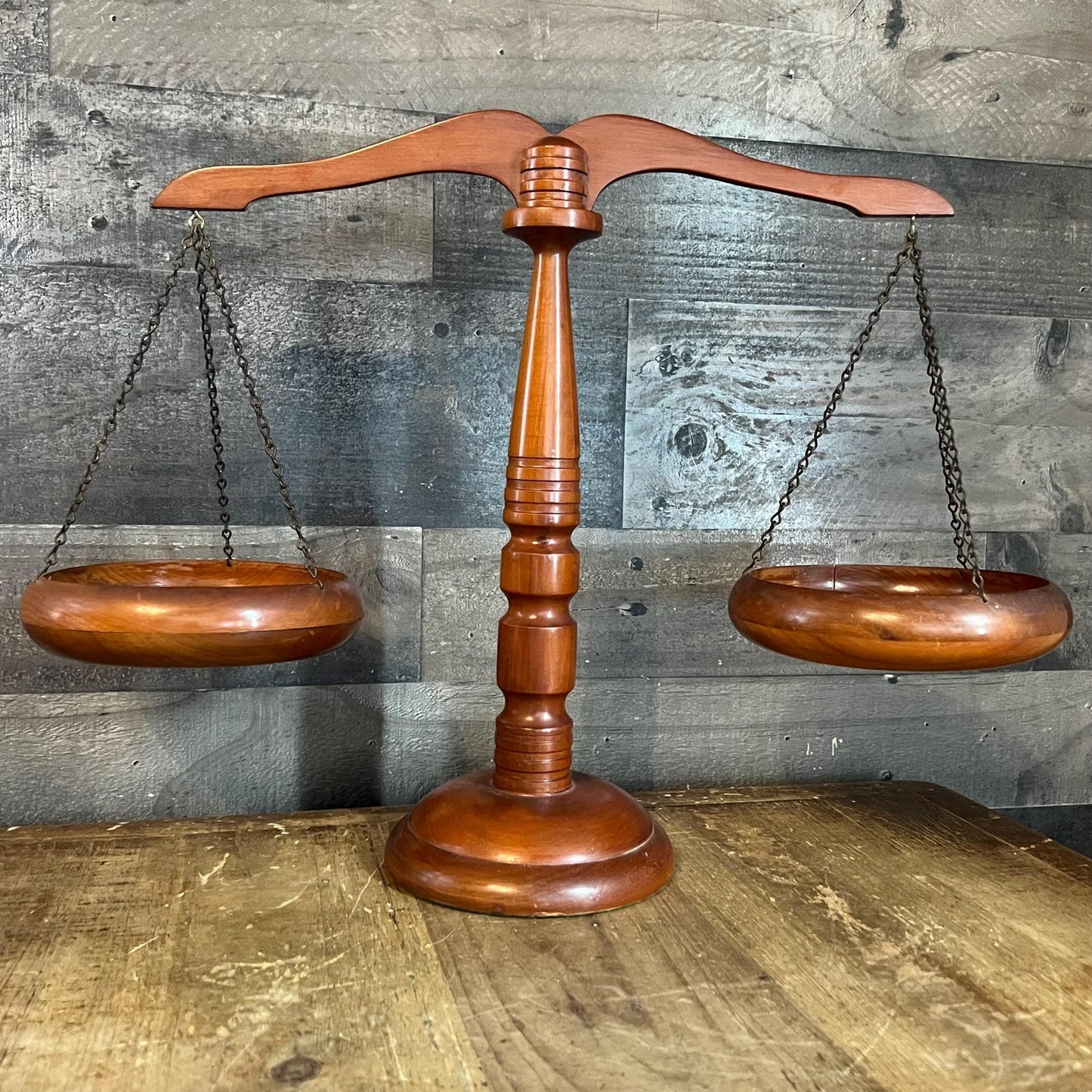 Vintage Wooden Balance Scale - Scale of Justice - Libra Scale