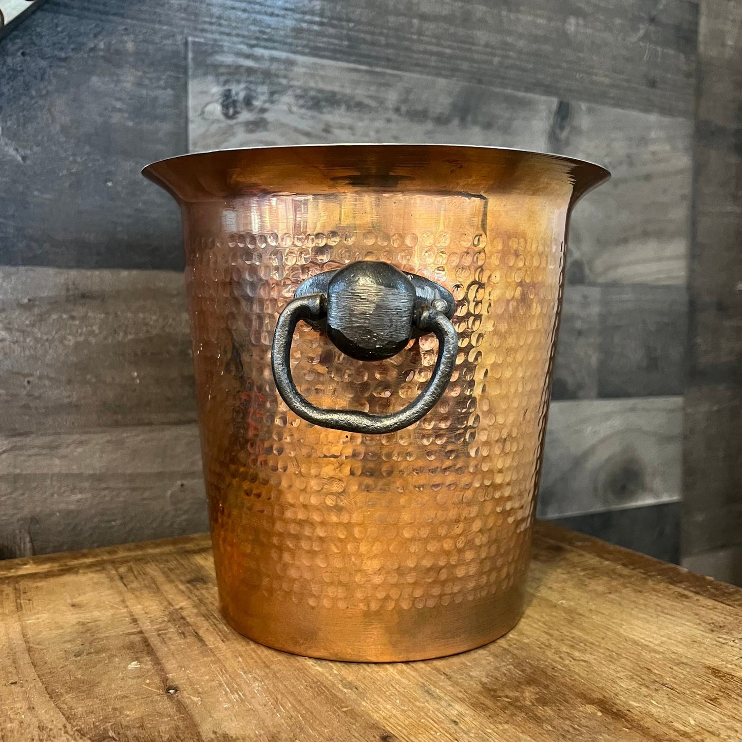 Vintage Hammered Copper Handled Ice Bucket - Champagne Chiller