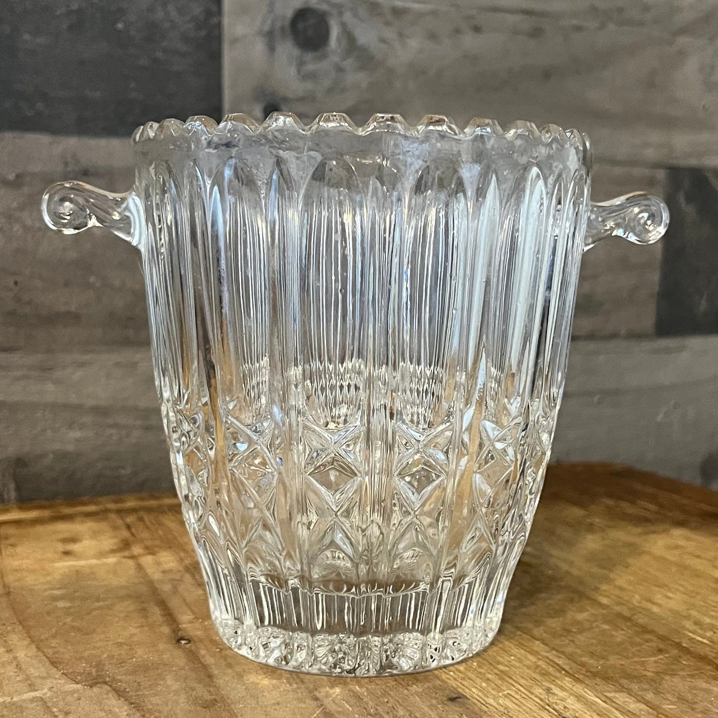 Vintage Crystal Ice Bucket / Champagne Bucket With Handles - Crystal Vase - Crystal Bowl