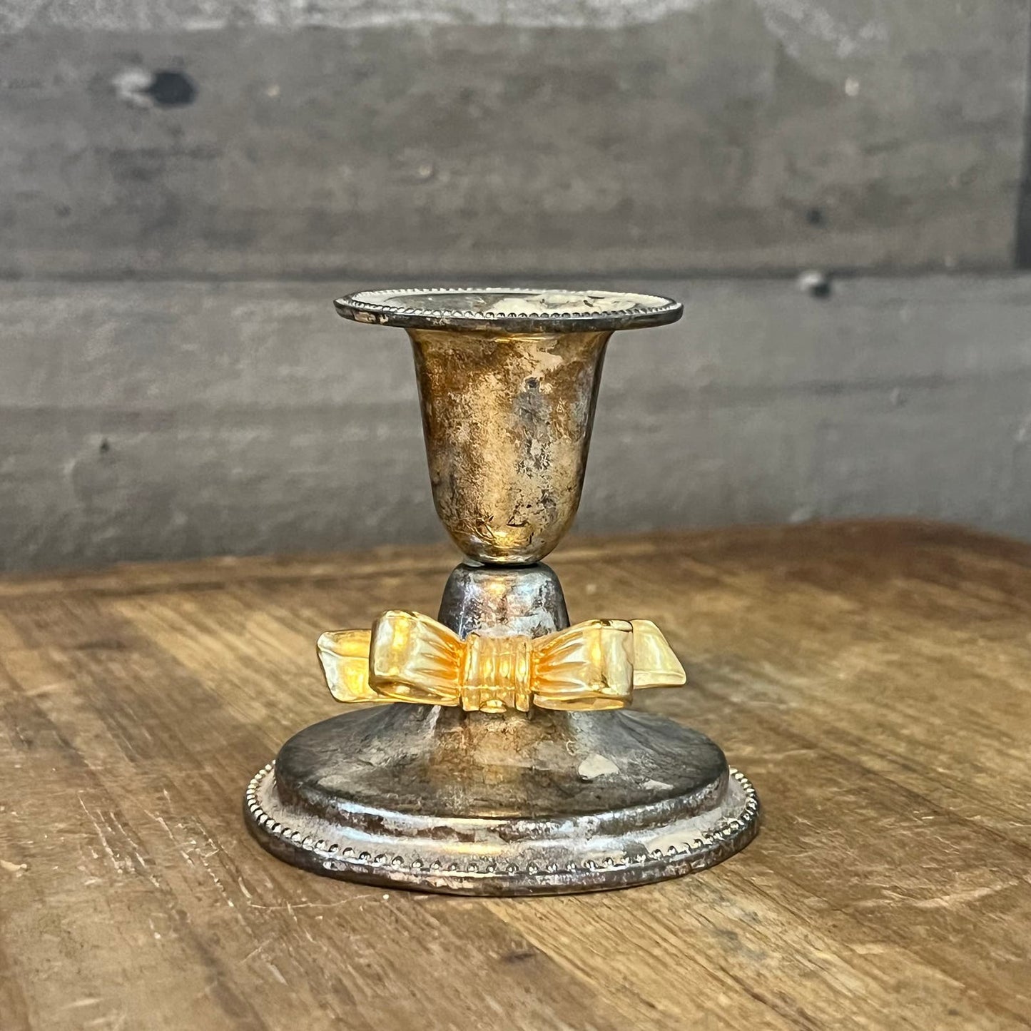 Vintage Silverplated Bow Candlestick Holder