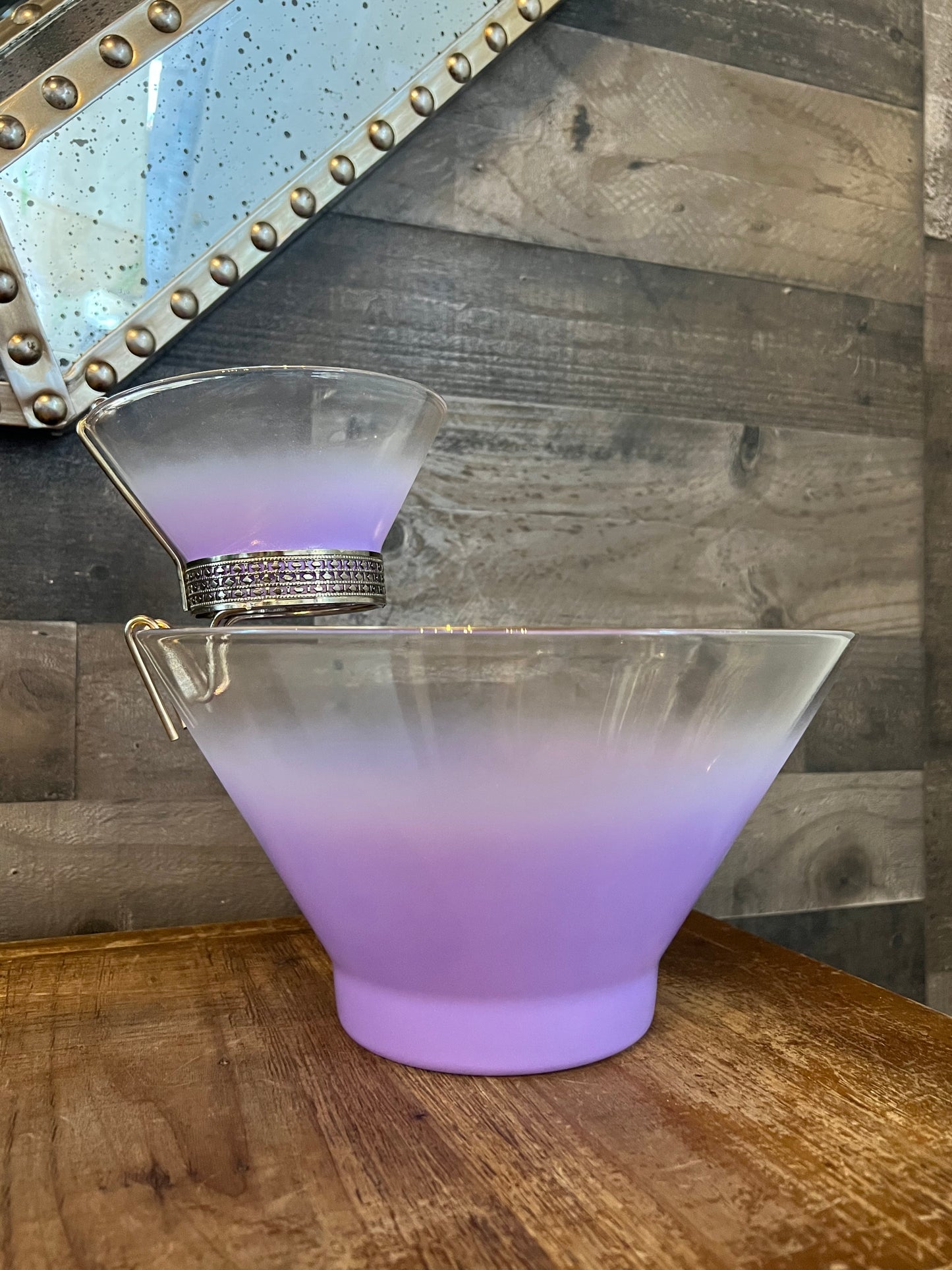 Vintage Blendo glass purple chip and dip bowl