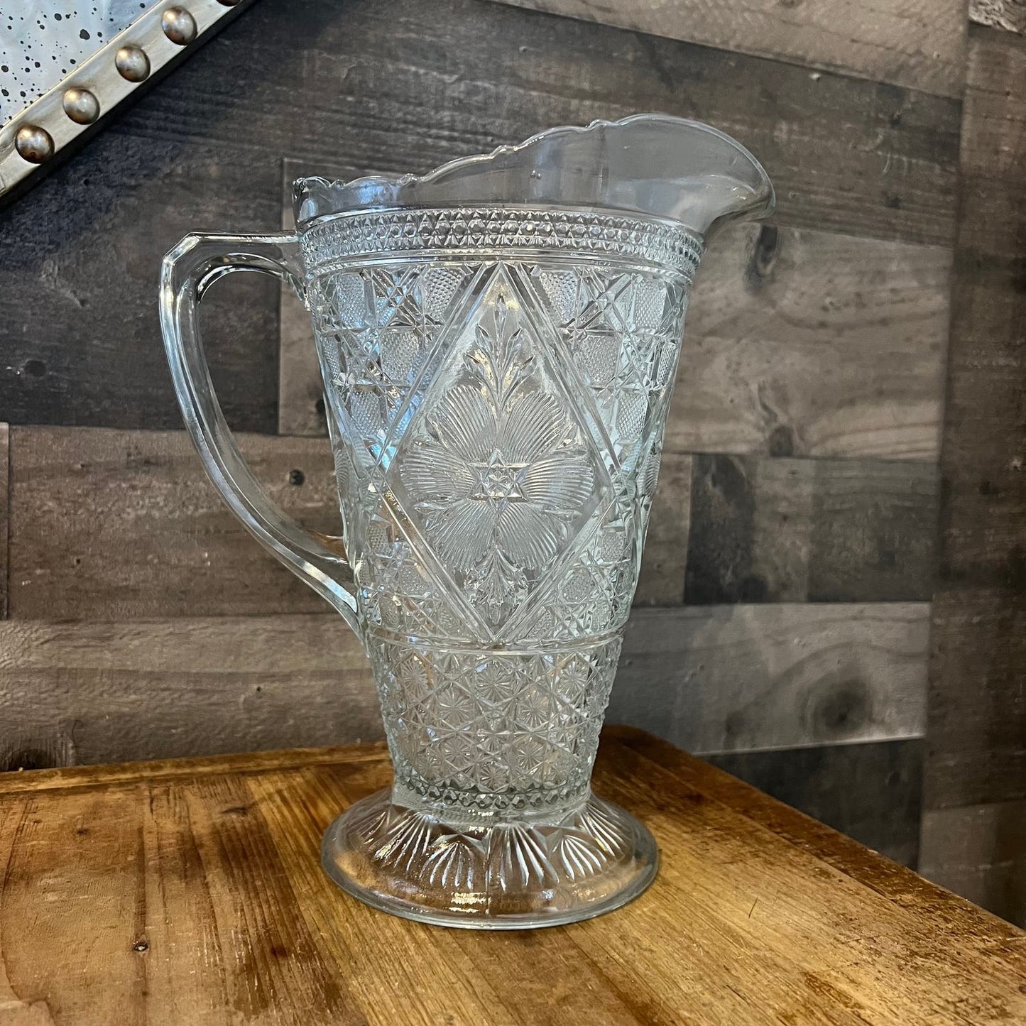 Vintage Rayed Flower EAPG Pitcher