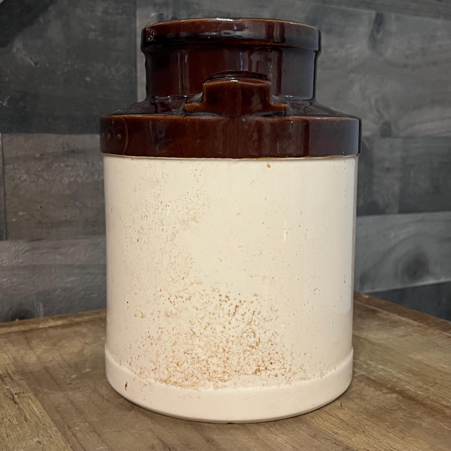 Vintage McCoy Pottery Brown and Cream Double Handled Stoneware Canister