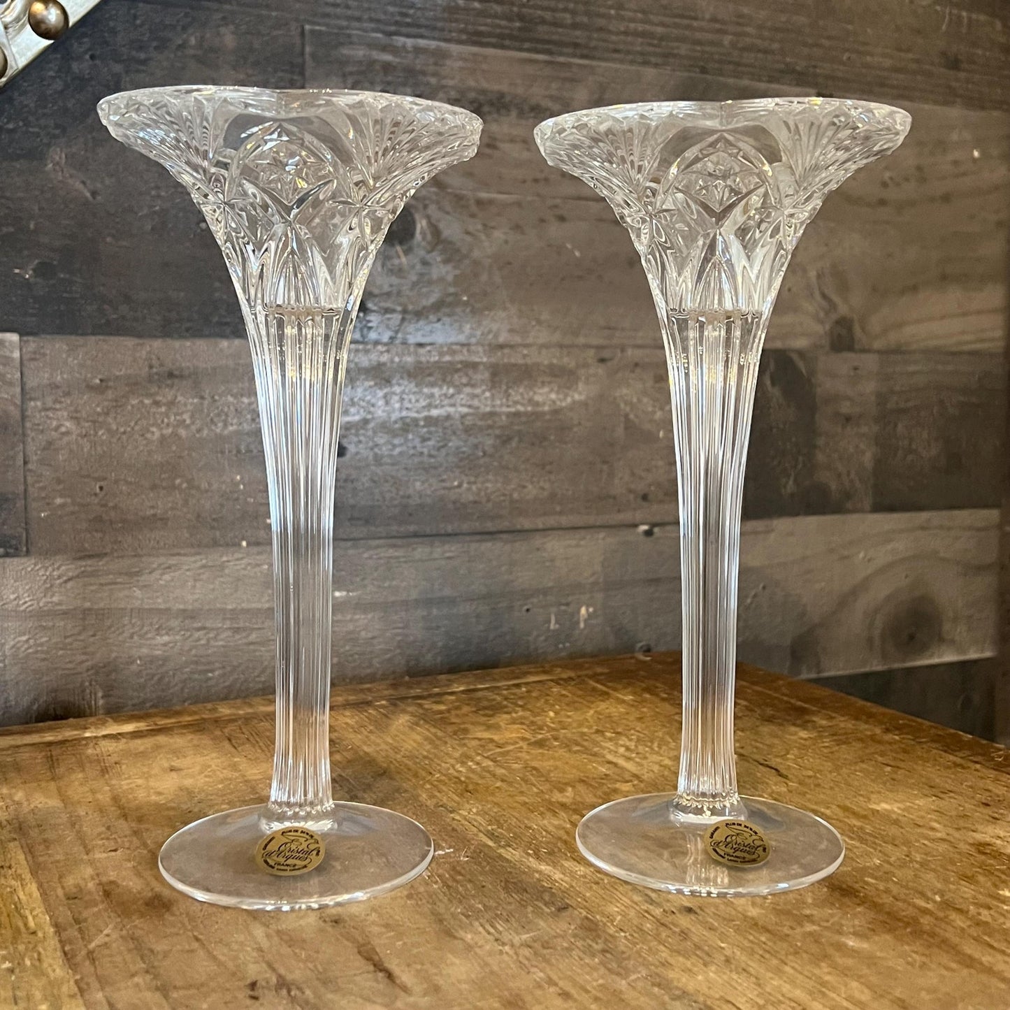 Cristal D’Aqrues Vincennes Crystal Candlestick Holders - Pair