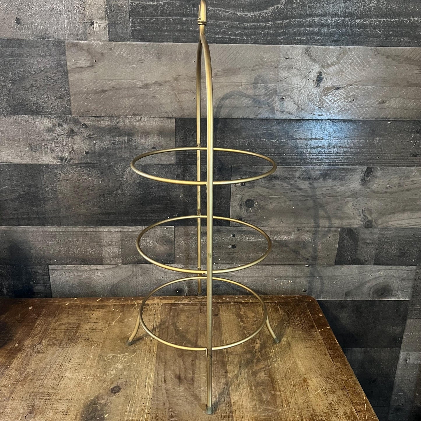 Gold Tone 3 Tier Plate Rack - Pie Rack - Dessert Stand