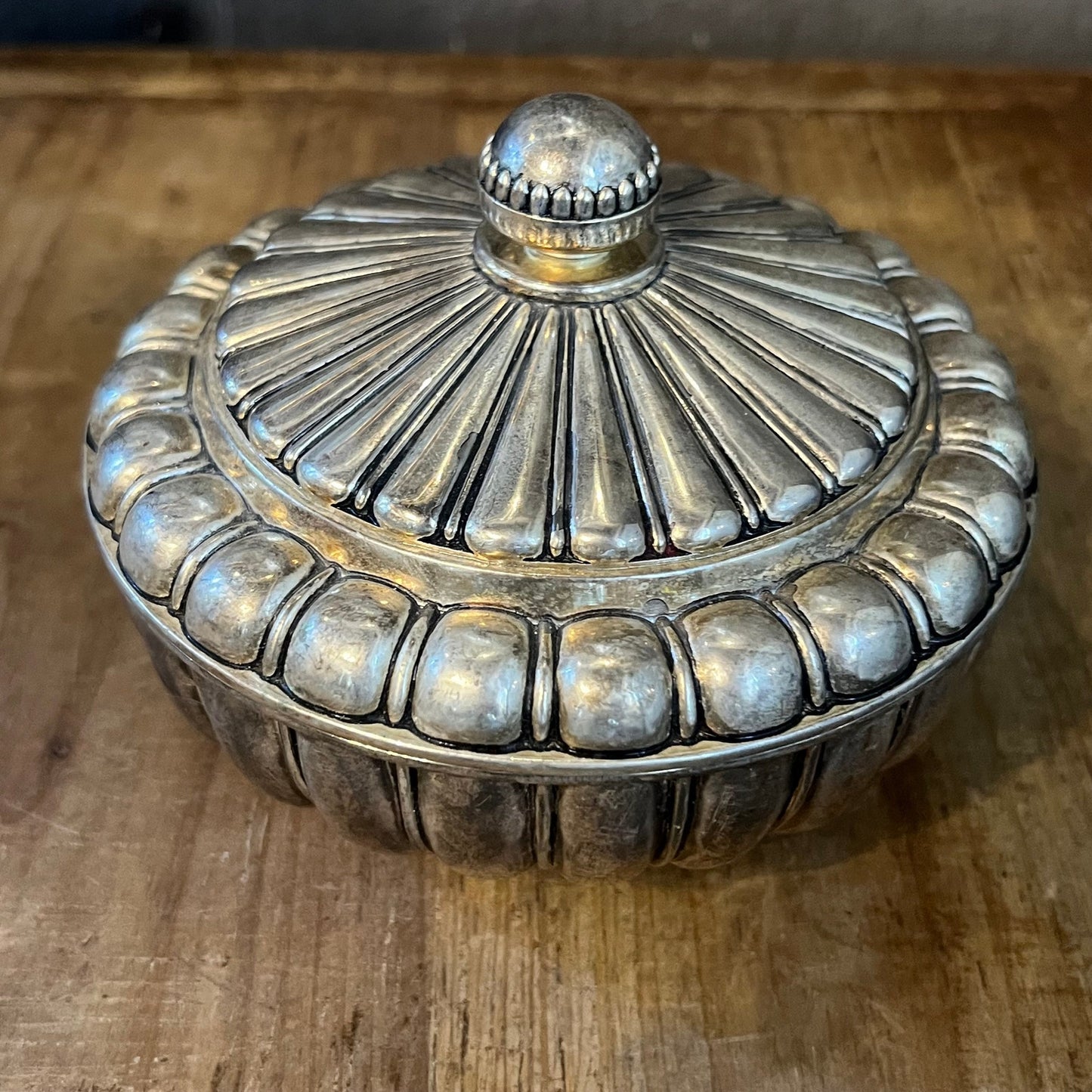Vintage Silverplated Lidded Trinket Dish / Trinket Box