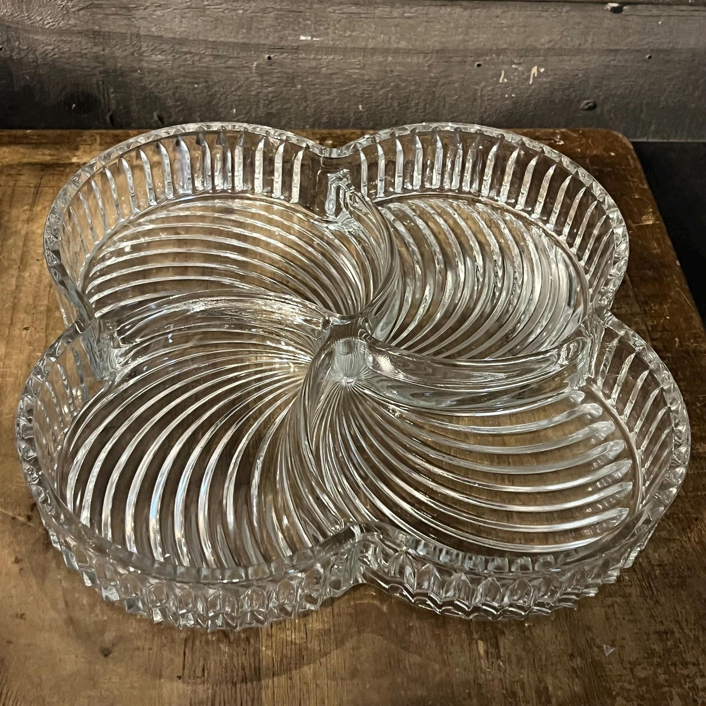 Mikasa Crystal 4 Compartment Dish - Nut Dish - Relish Dish - Appetizer Server - Dip Bowl - Jewelry Organizer