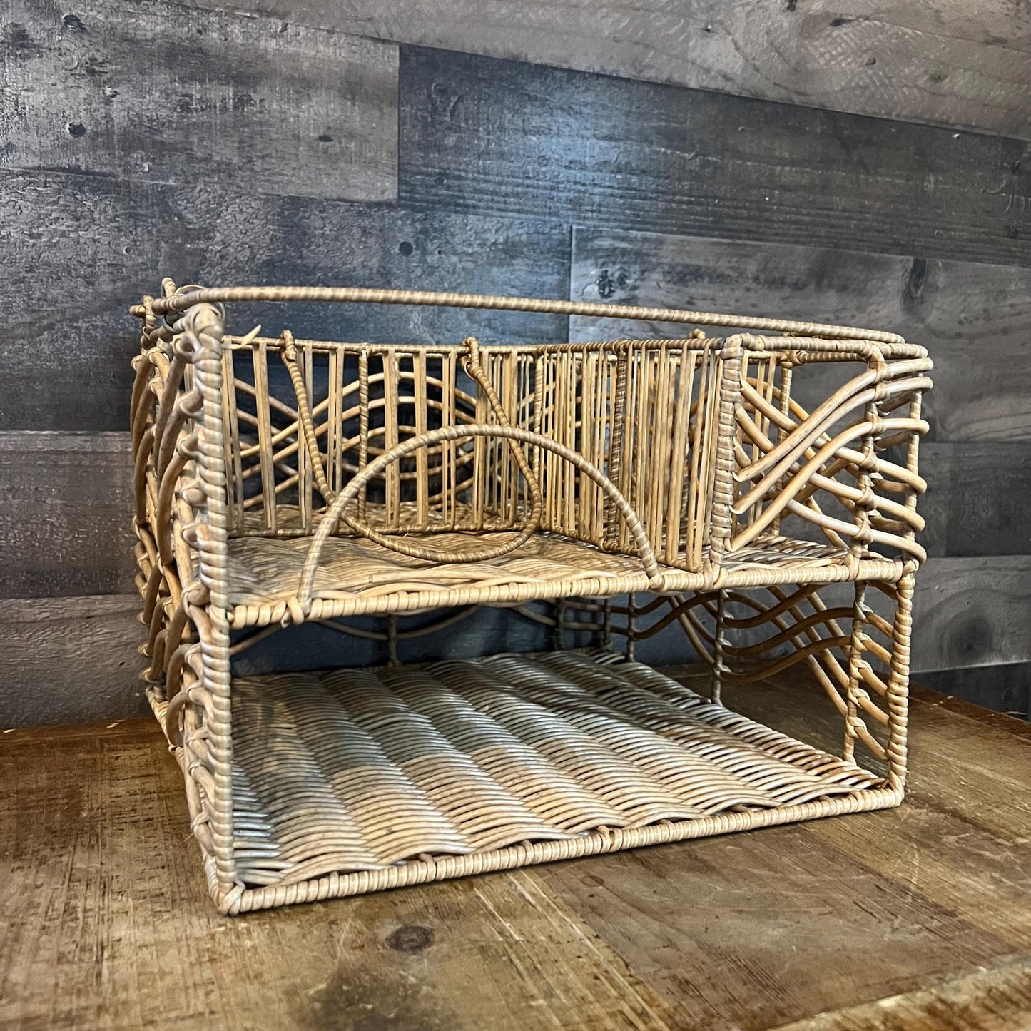 Woven Rattan Picnic Caddy