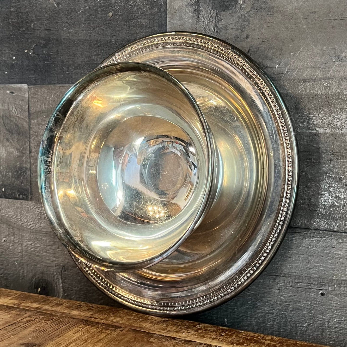 Vintage Oneida Silverplated Bowl with Attached Plate
