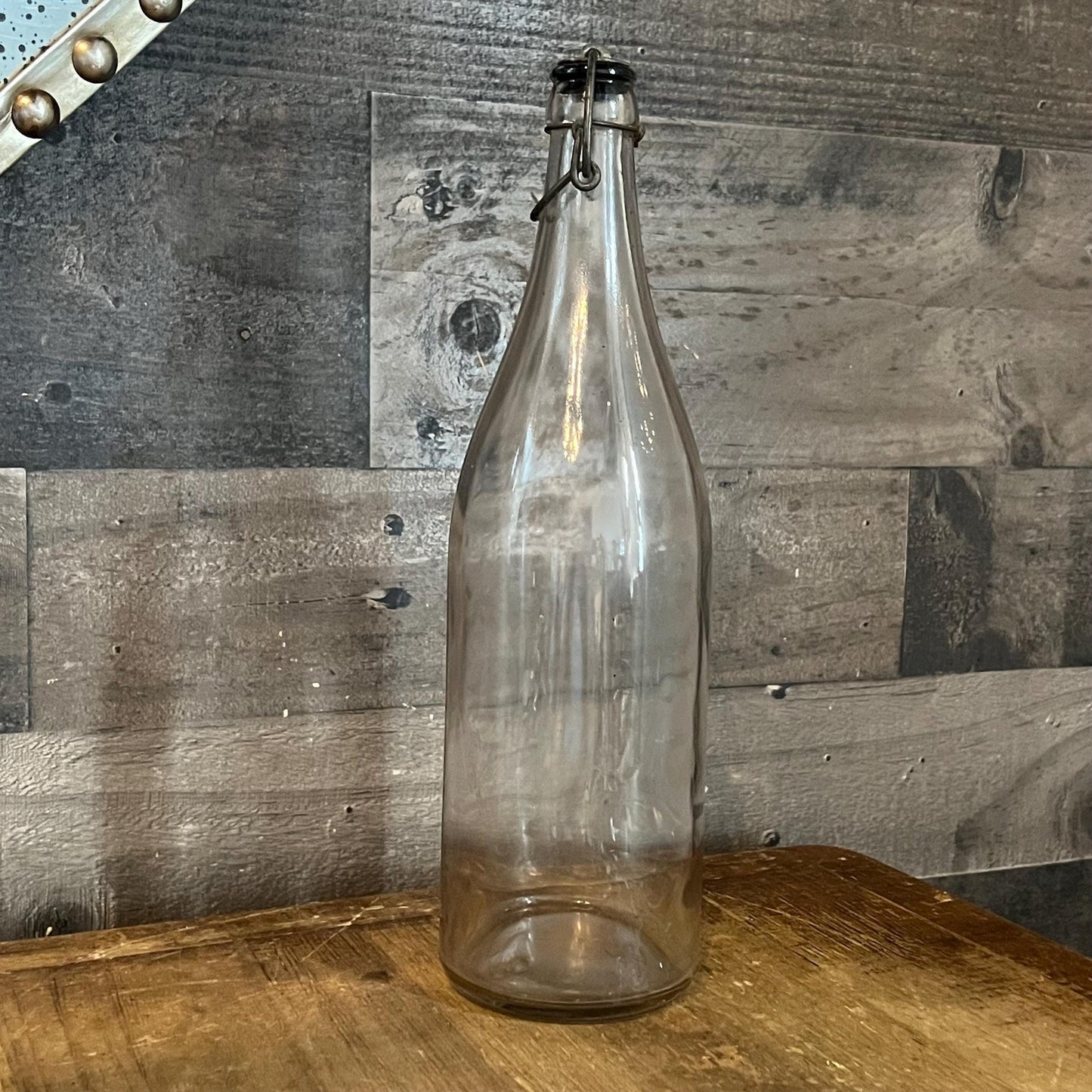 Vintage Clear Glass Wire Bail Stopper Bottle