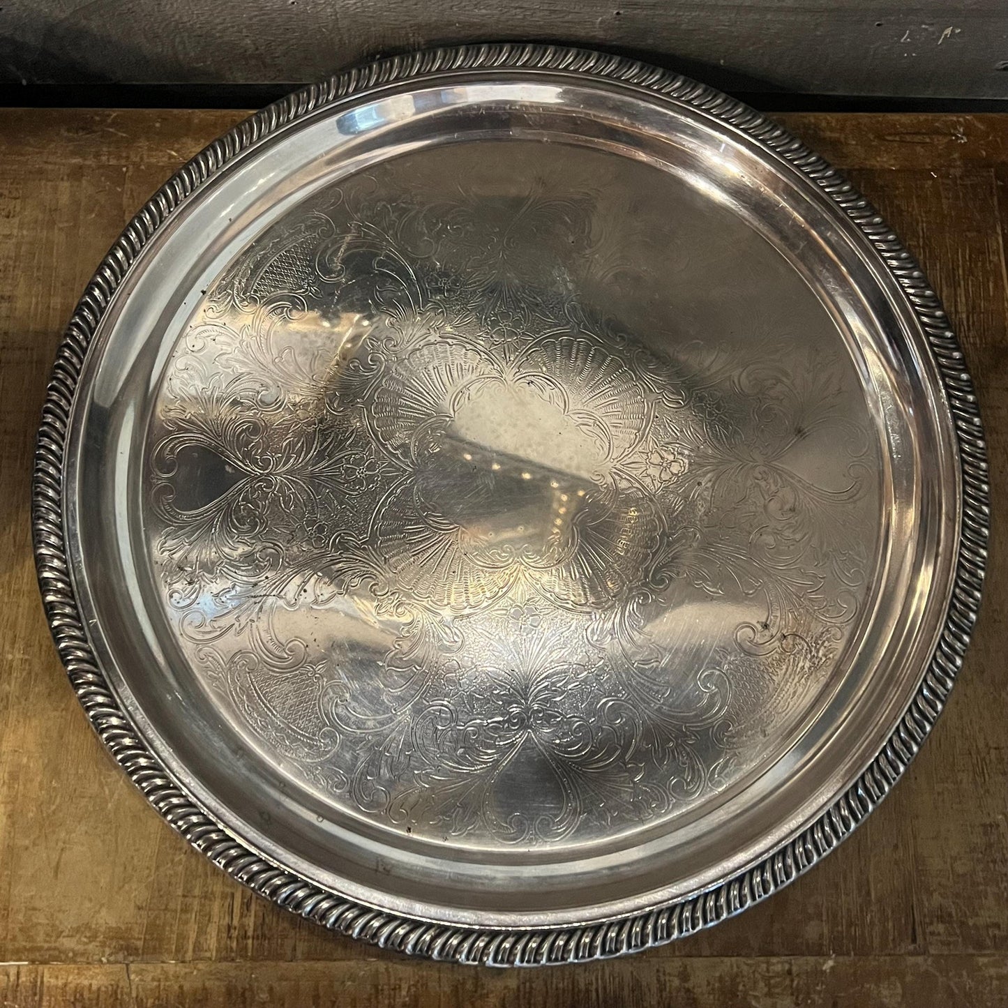 Vintage Silverplated Round Tray