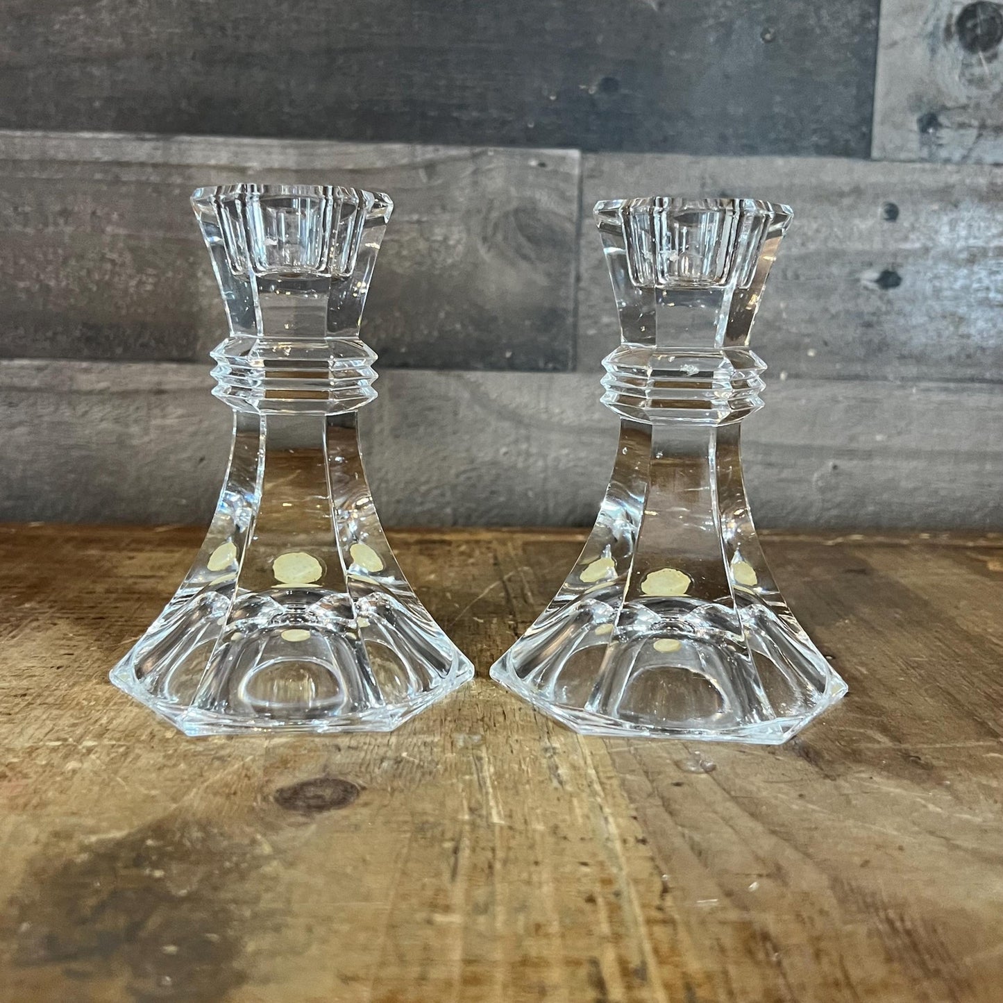 Vintage Pair of Bleikristall Crystal Candlestick Holders