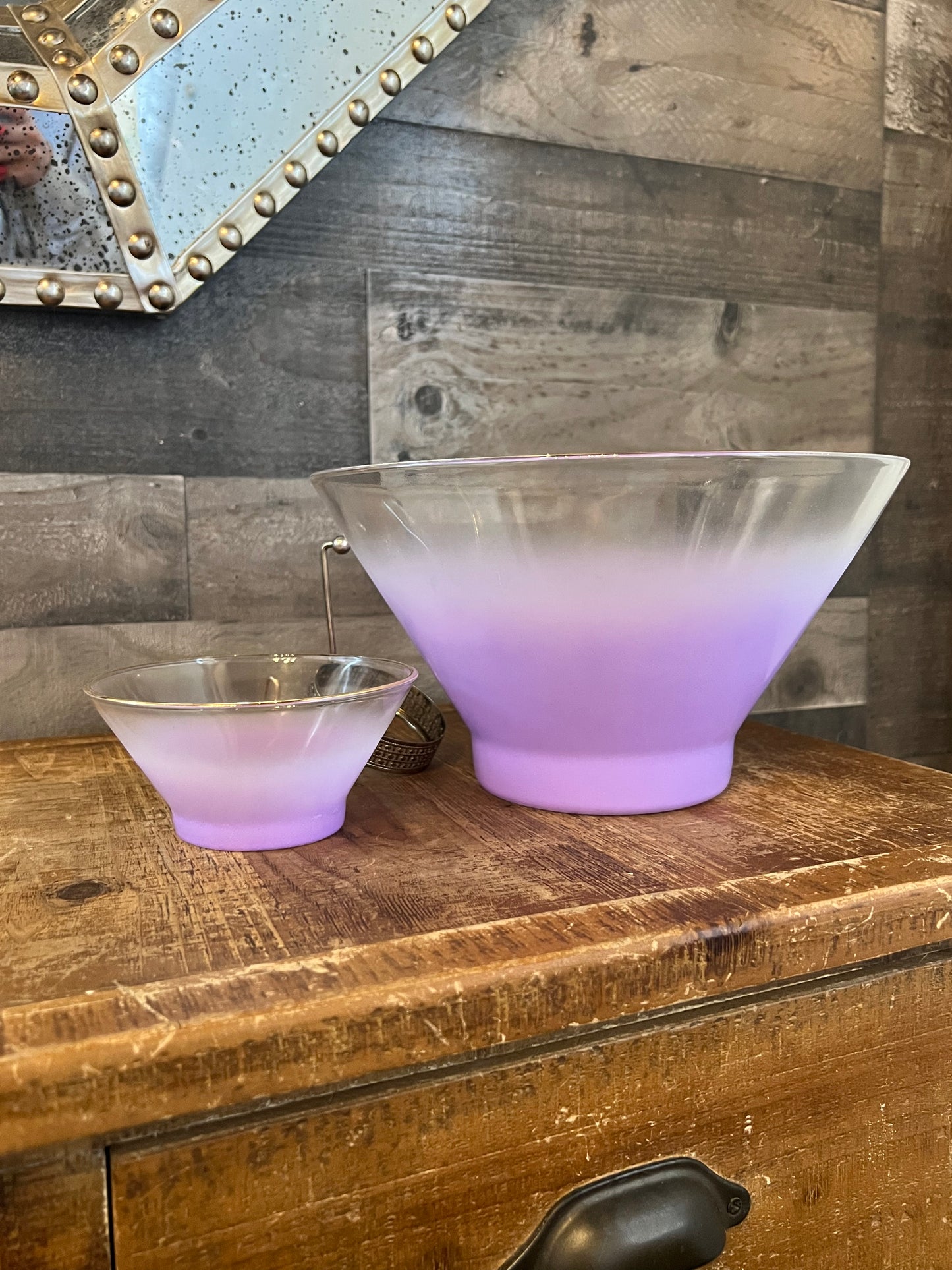Vintage Blendo glass purple chip and dip bowl