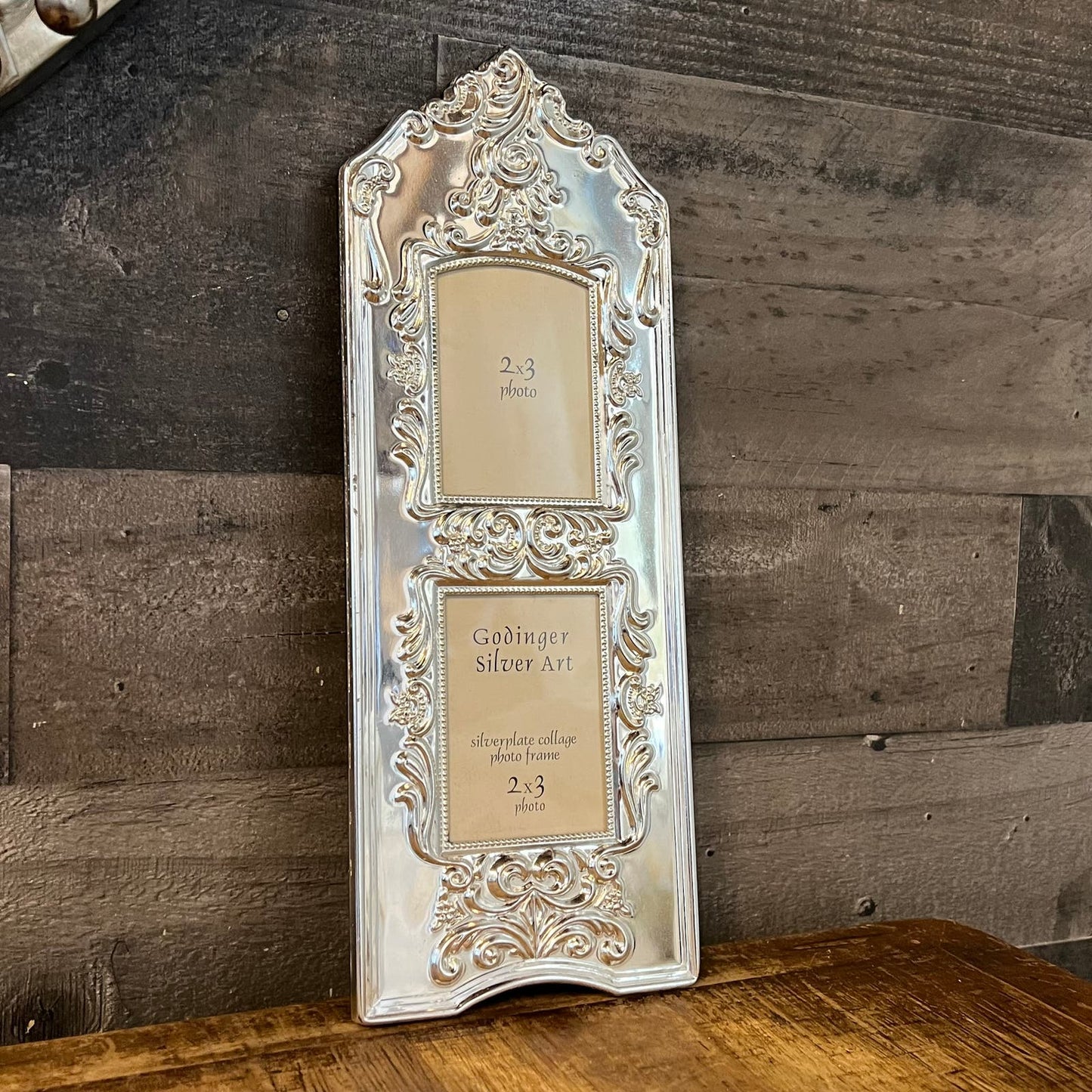Vintage Godinger Silver Silverplated Ornate Double Table Picture Frame