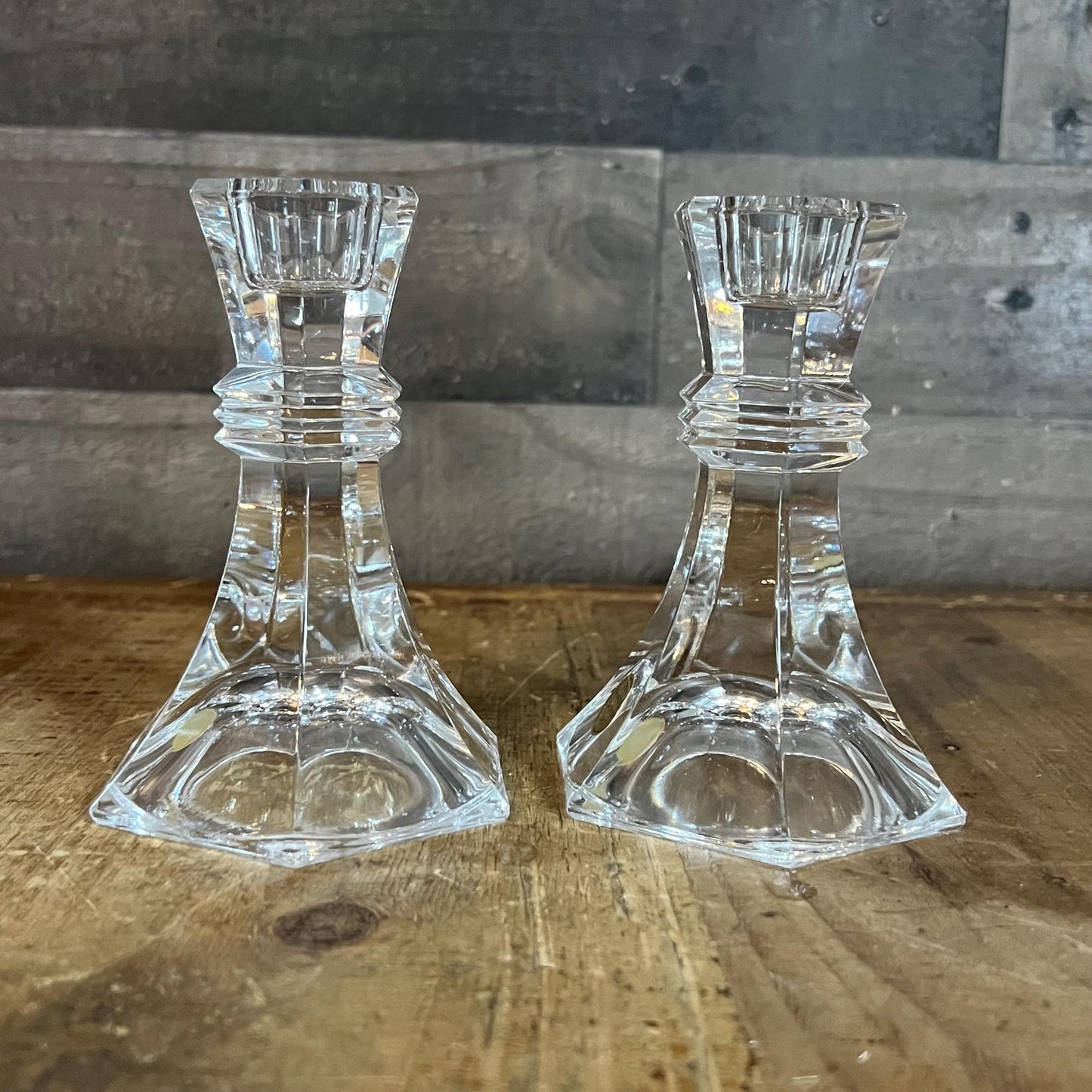 Vintage Pair of Bleikristall Crystal Candlestick Holders