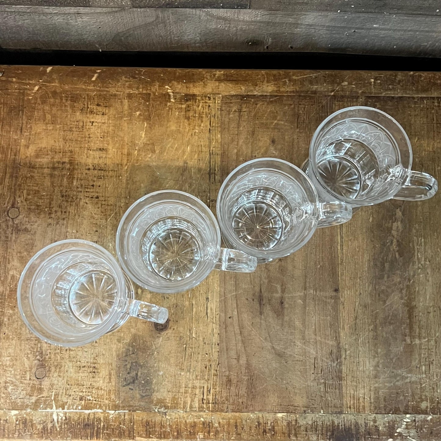 Vintage Set of 4 Crystal Clear Industries Athens Mugs - Coffee Mugs - Irish Coffee Glasses