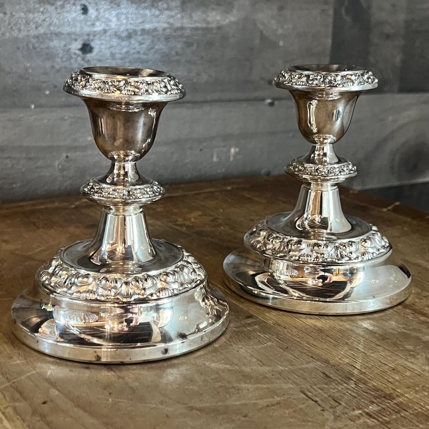 Vintage Silverplated Ianthe Georgian Style Candlestick Holders - Pair