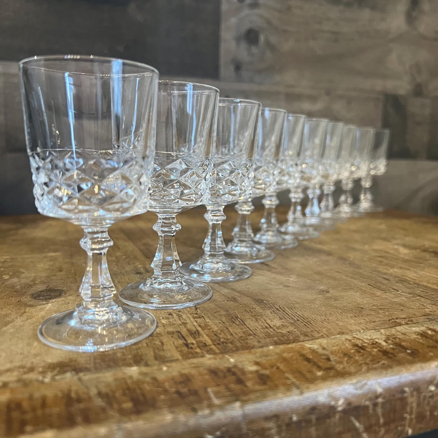 Cristal D’Arques-Durand Diamond Pattern Cordial Glasses - Set of 10