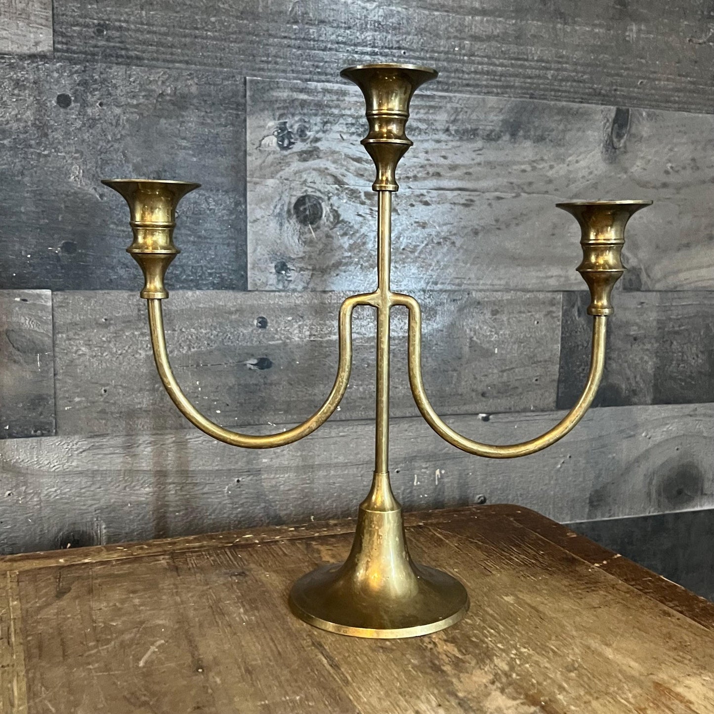 Vintage 3 Candle Brass Candlestick Holder Candelabra