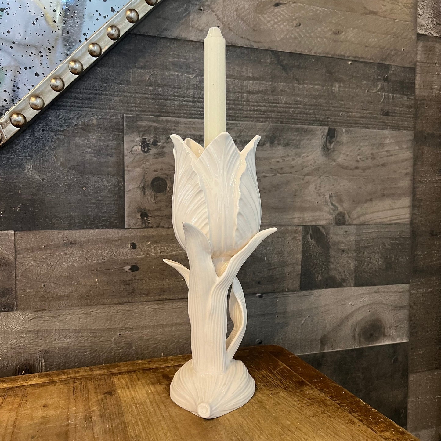 Vintage Fitz and Floyd Inc MCMLXXVI Porcelain Tulip Candlestick Holder