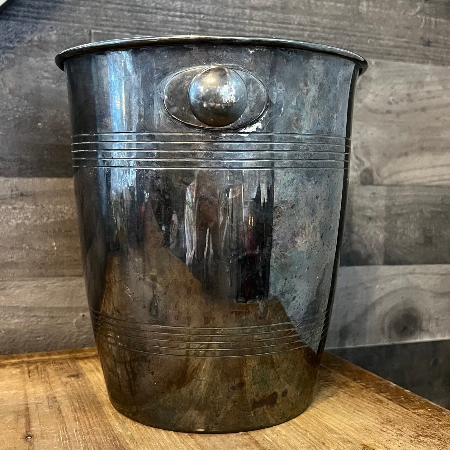 Vintage Silverplated Etched Palm Tree Champagne Bucket - Ice Bucket