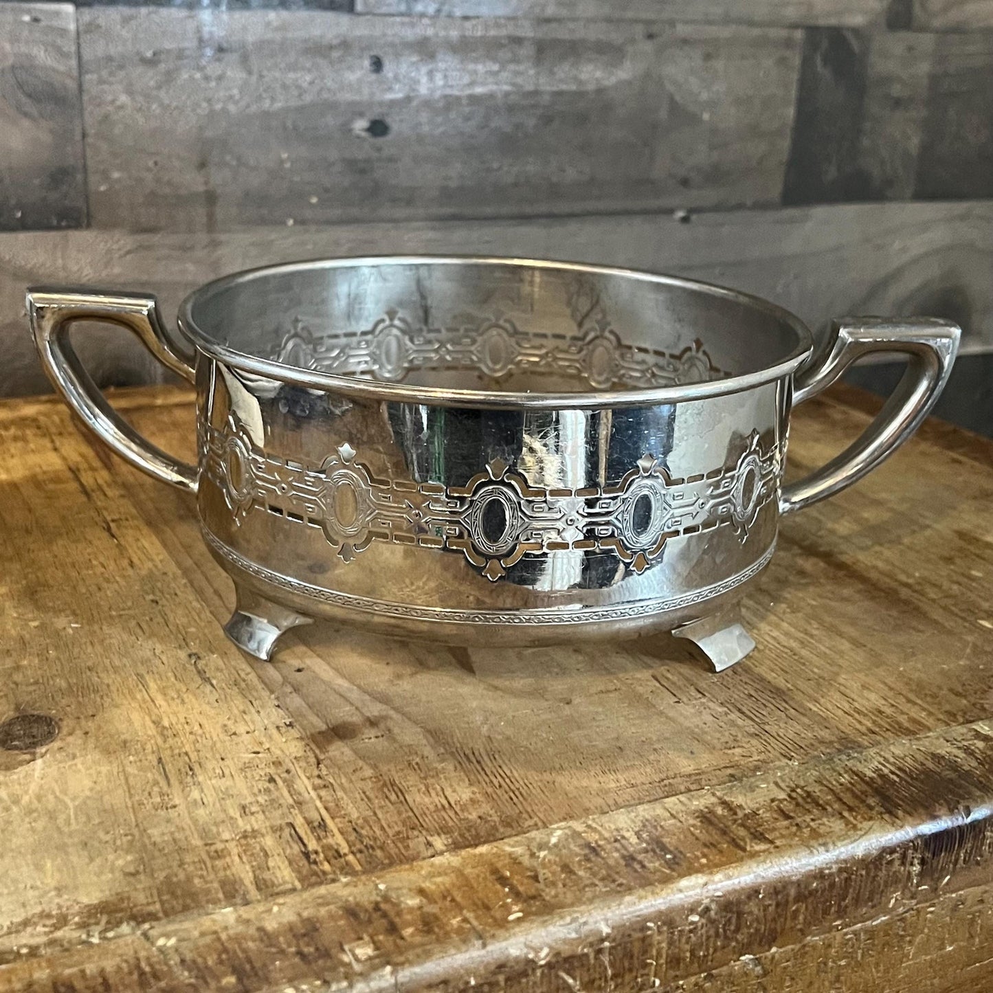 Vintage Double Hamdled Pierced Metal Casserole Dish Holder