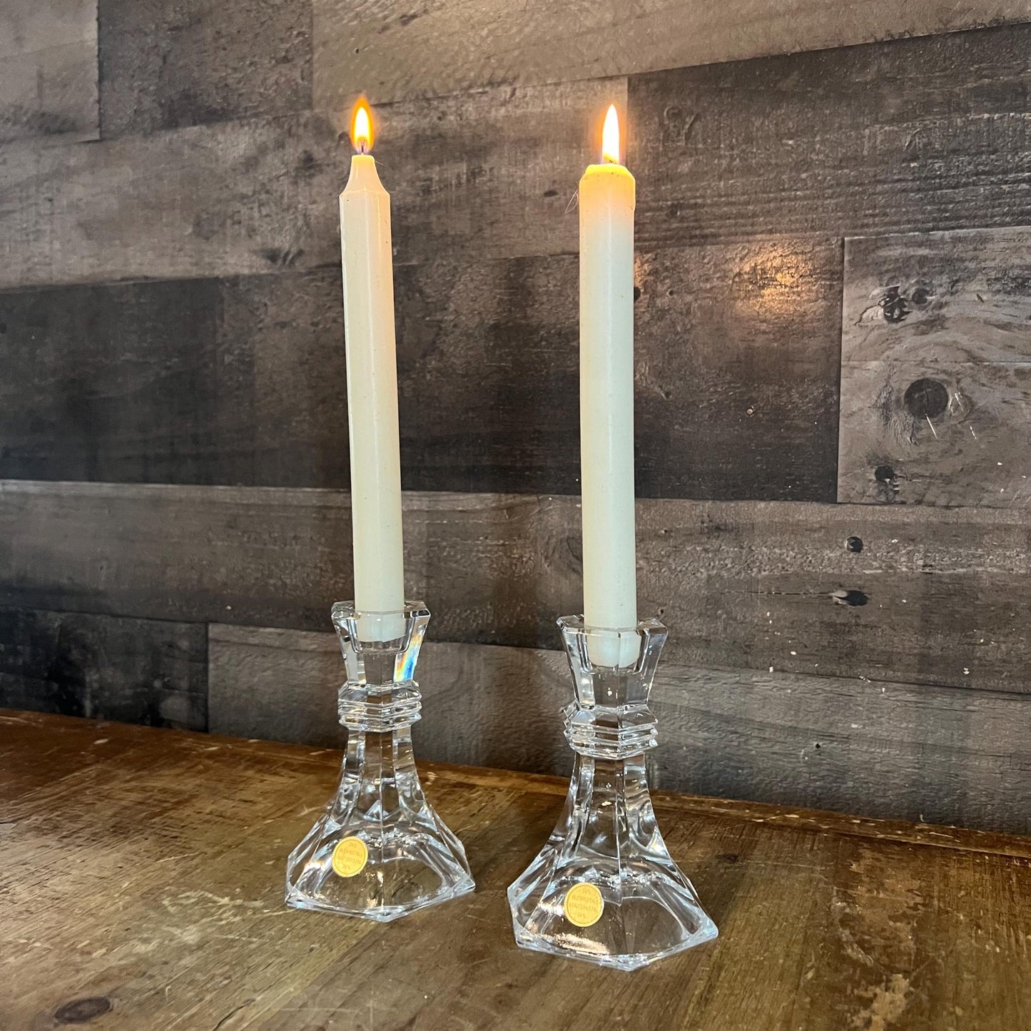 Vintage Pair of Bleikristall Crystal Candlestick Holders