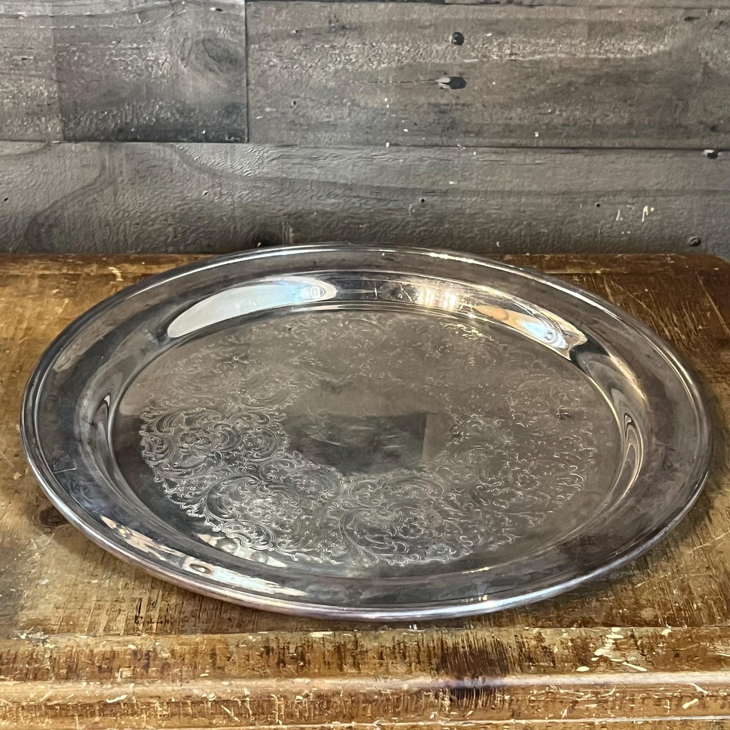 Vintage Gorham Round Silverplated Serving Tray - Platter - YC455