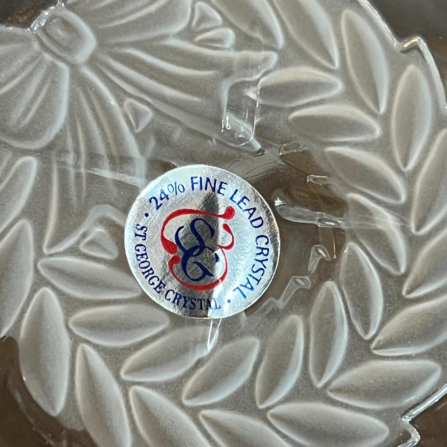 Vintage St. George Crystal Christmas Wreath Coasters - Set of 4