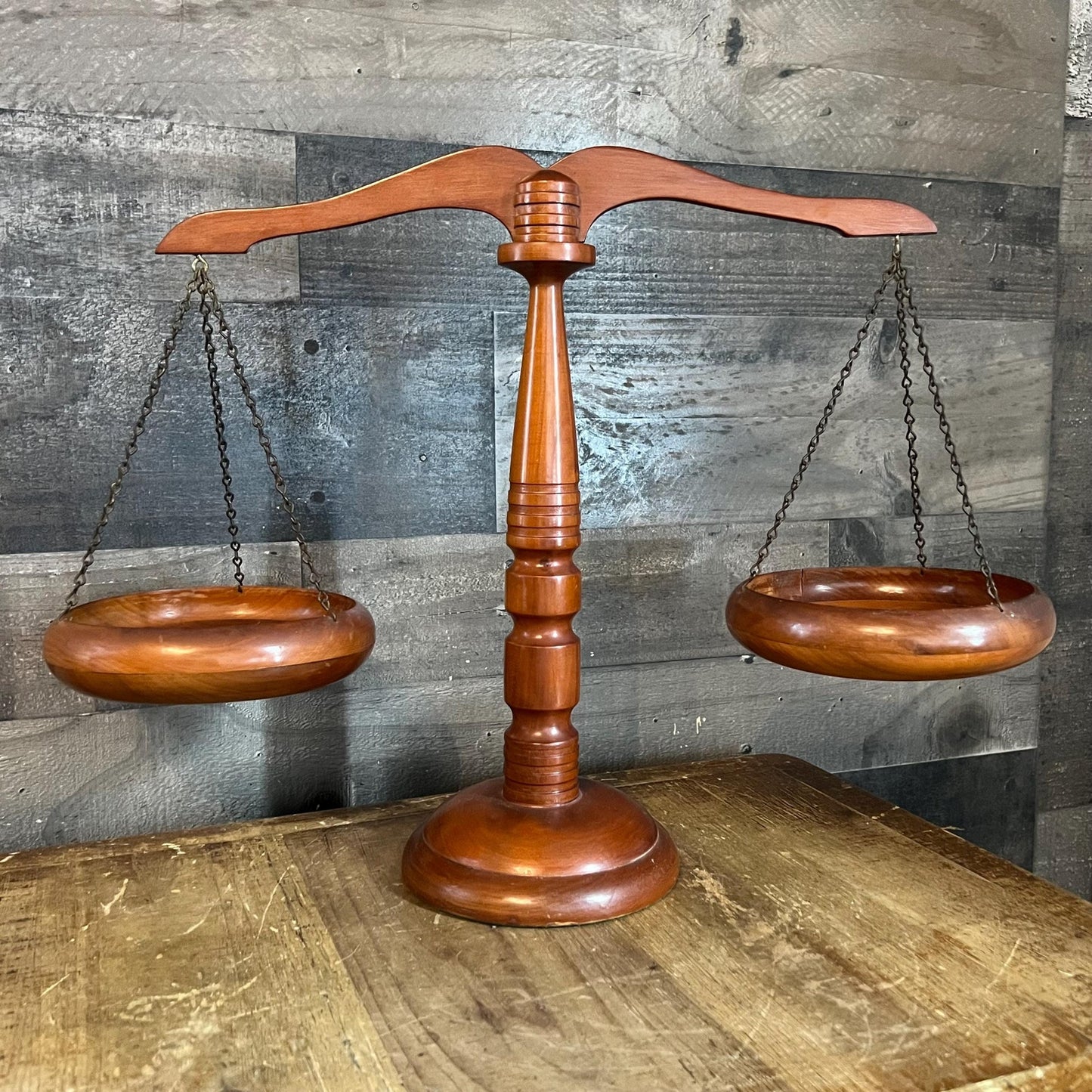 Vintage Wooden Balance Scale - Scale of Justice - Libra Scale
