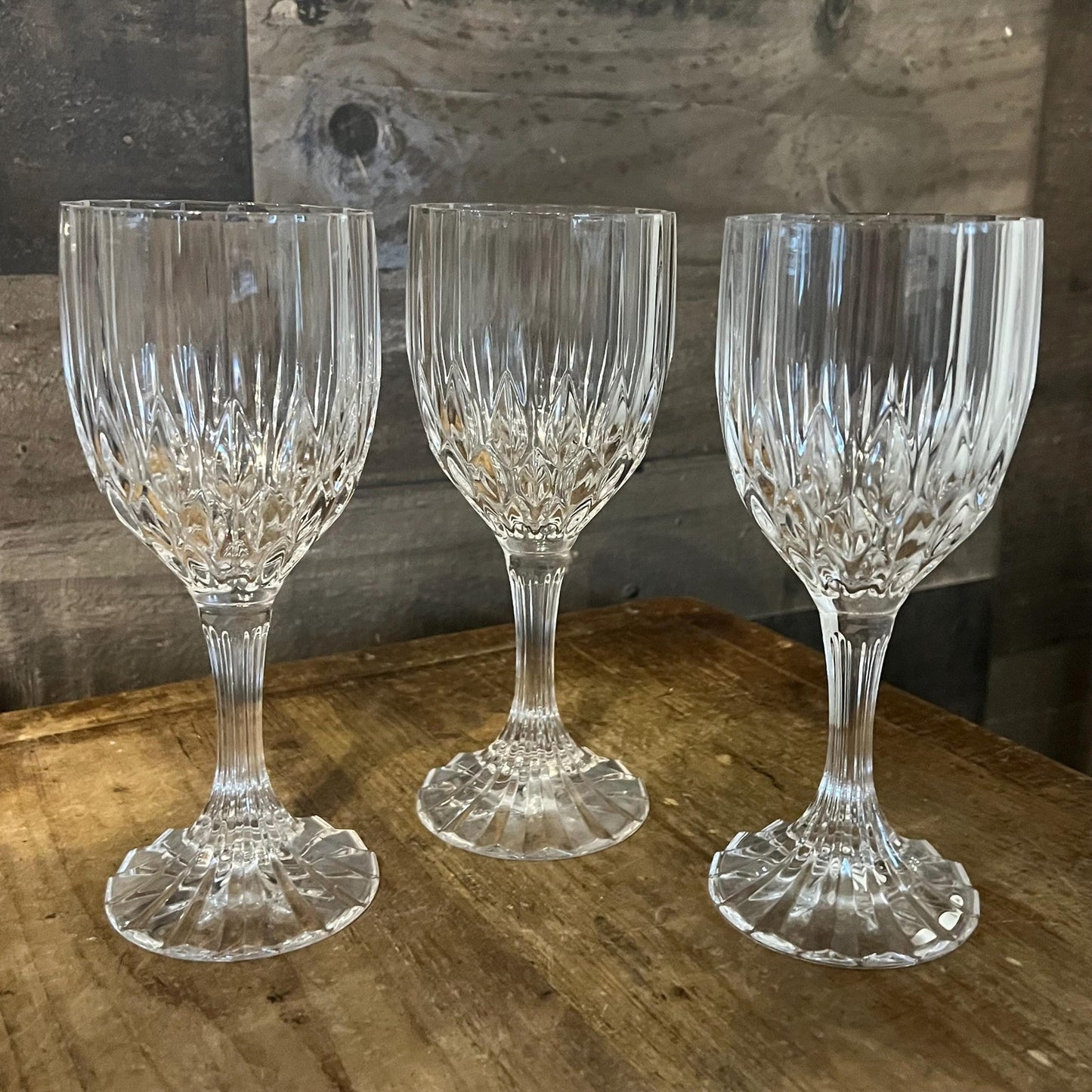 Cristal D’Arques Durand Crystal Bretagne Watet Goblets / Wine Glasses - Set of 3