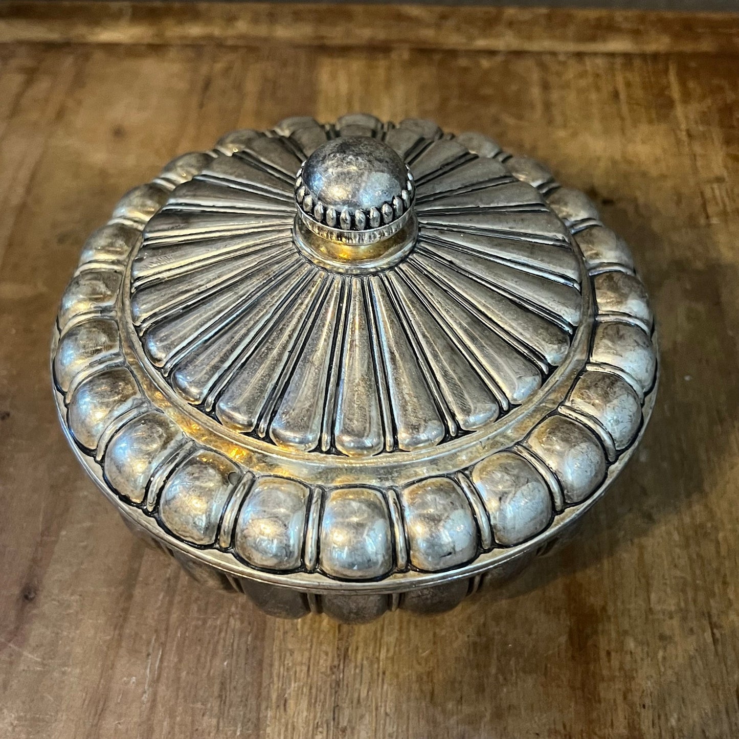 Vintage Silverplated Lidded Trinket Dish / Trinket Box