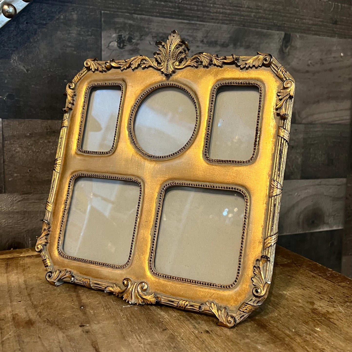 Victorian Gold Tone Collage Tabletop Picture Frame
