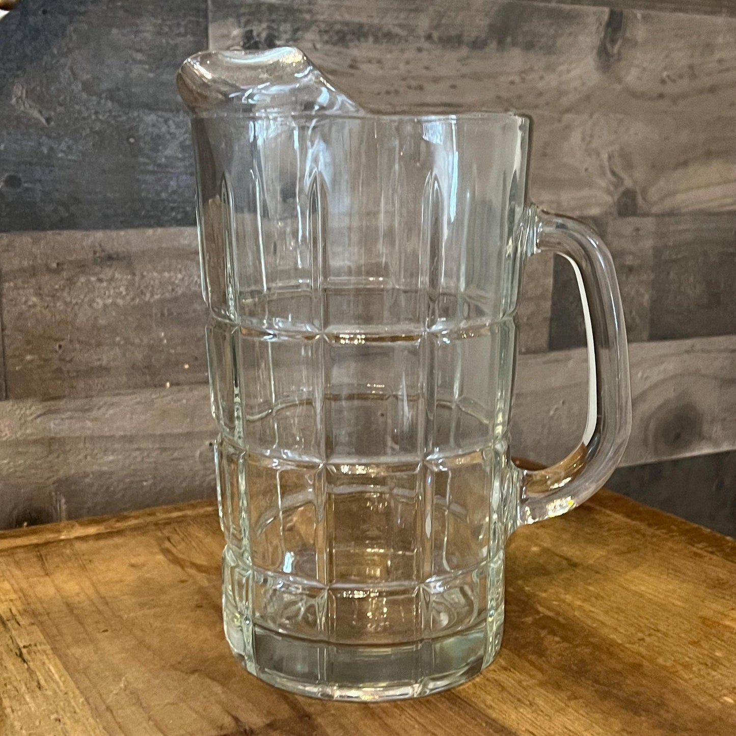 Vintage Anchor Hocking Tartan Manchester Clear Glass Pitcher