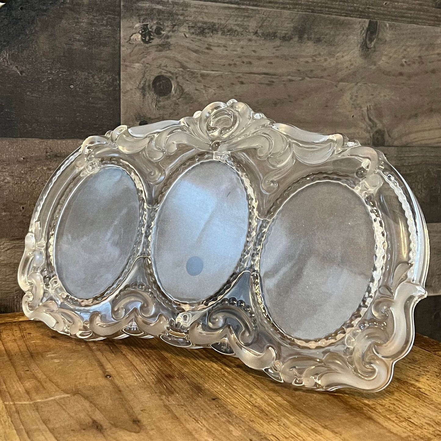 Vintage Mikasa Crystal Princess Triple Oval Table Picture Frame