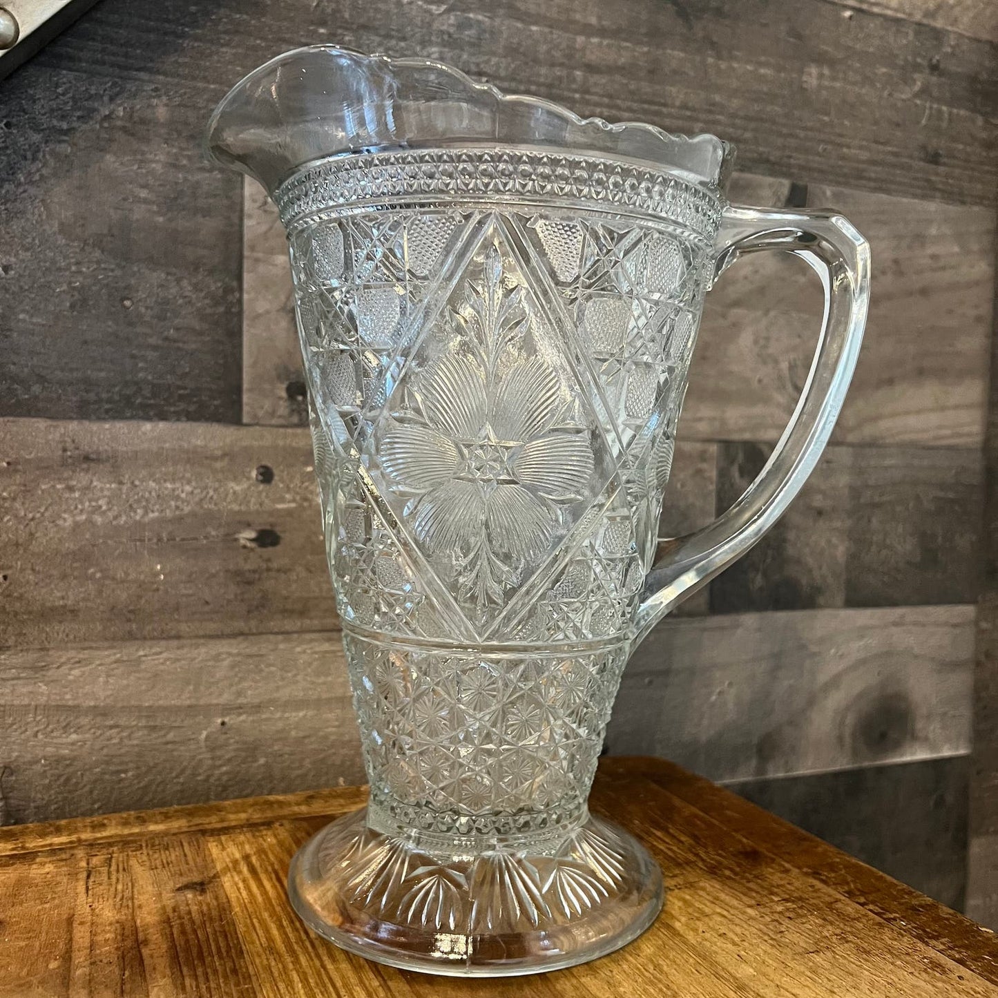 Vintage Rayed Flower EAPG Pitcher