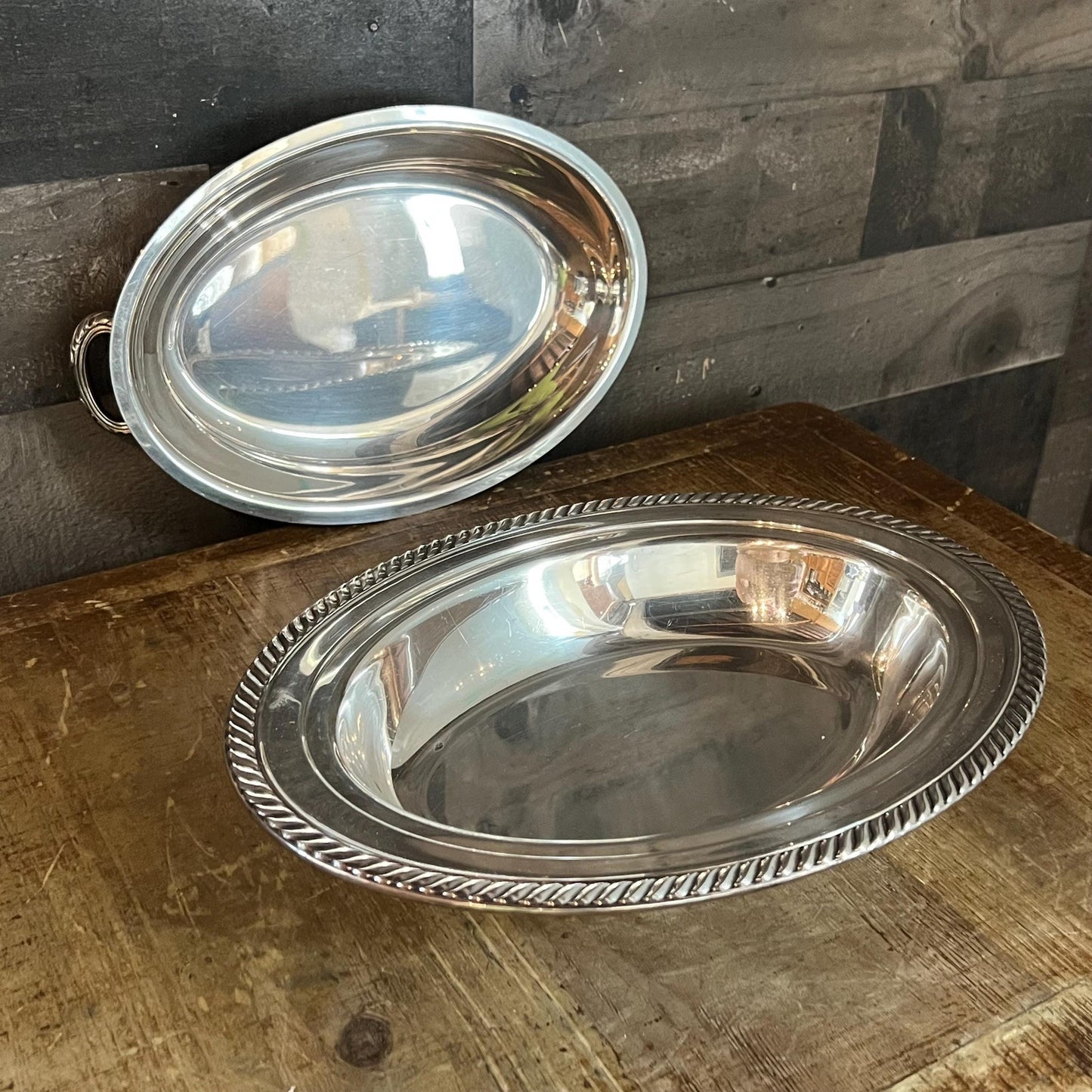 Vintage WM Rogers Silverplated Oval Lidded Casserole Dish Server