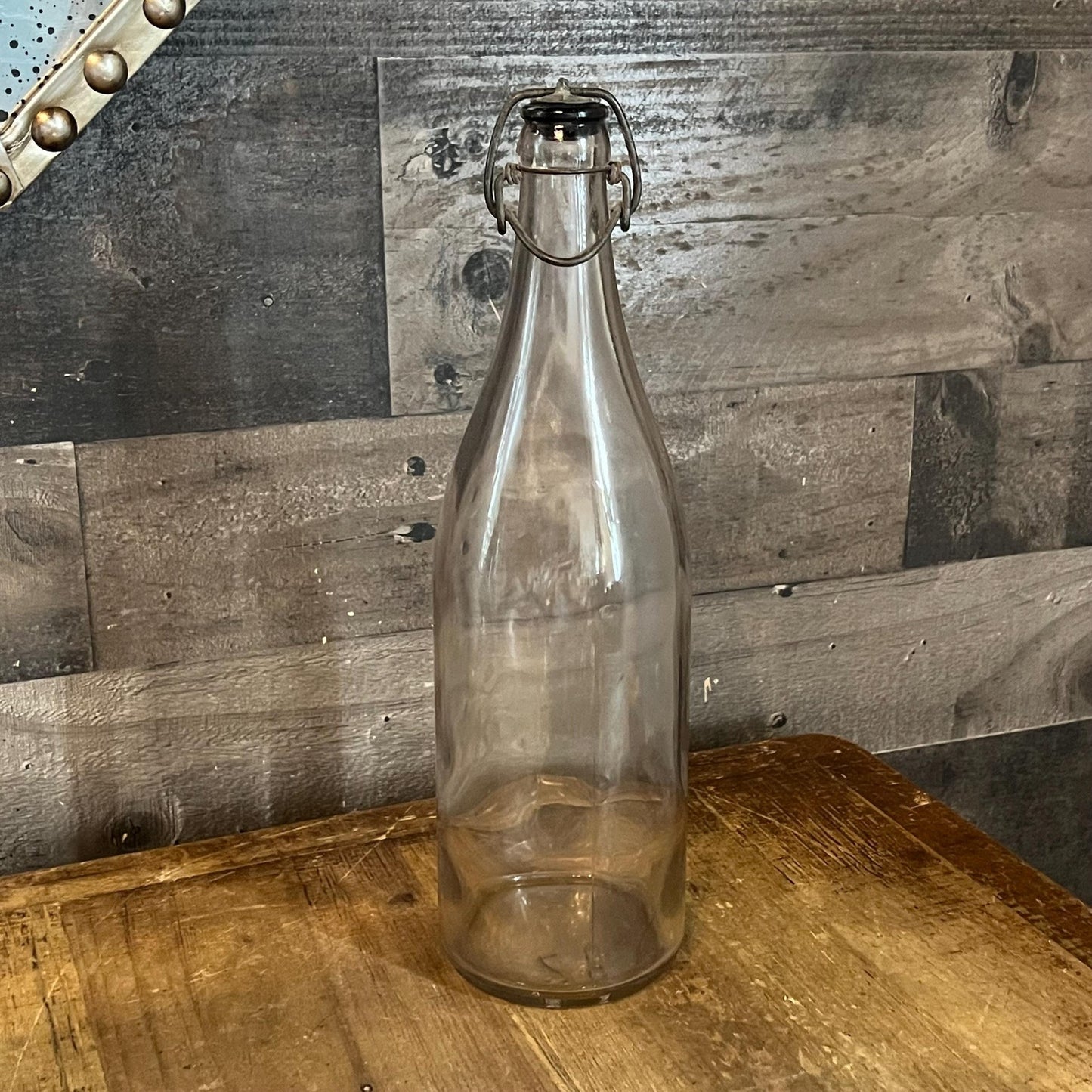 Vintage Clear Glass Wire Bail Stopper Bottle