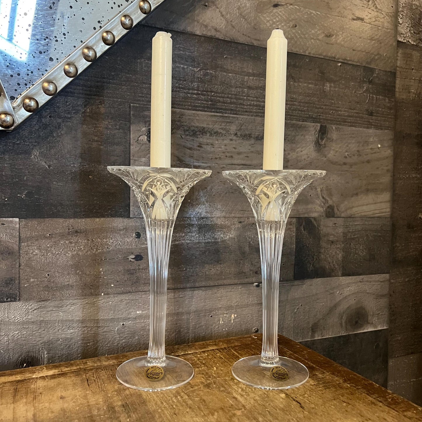 Cristal D’Aqrues Vincennes Crystal Candlestick Holders - Pair
