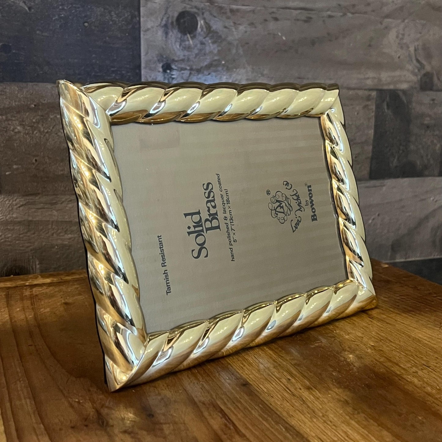 Vintage Bowon Brass Rope Accent Rectangular Tabletop Picture Frame - 5 x 7 - Loui Michel