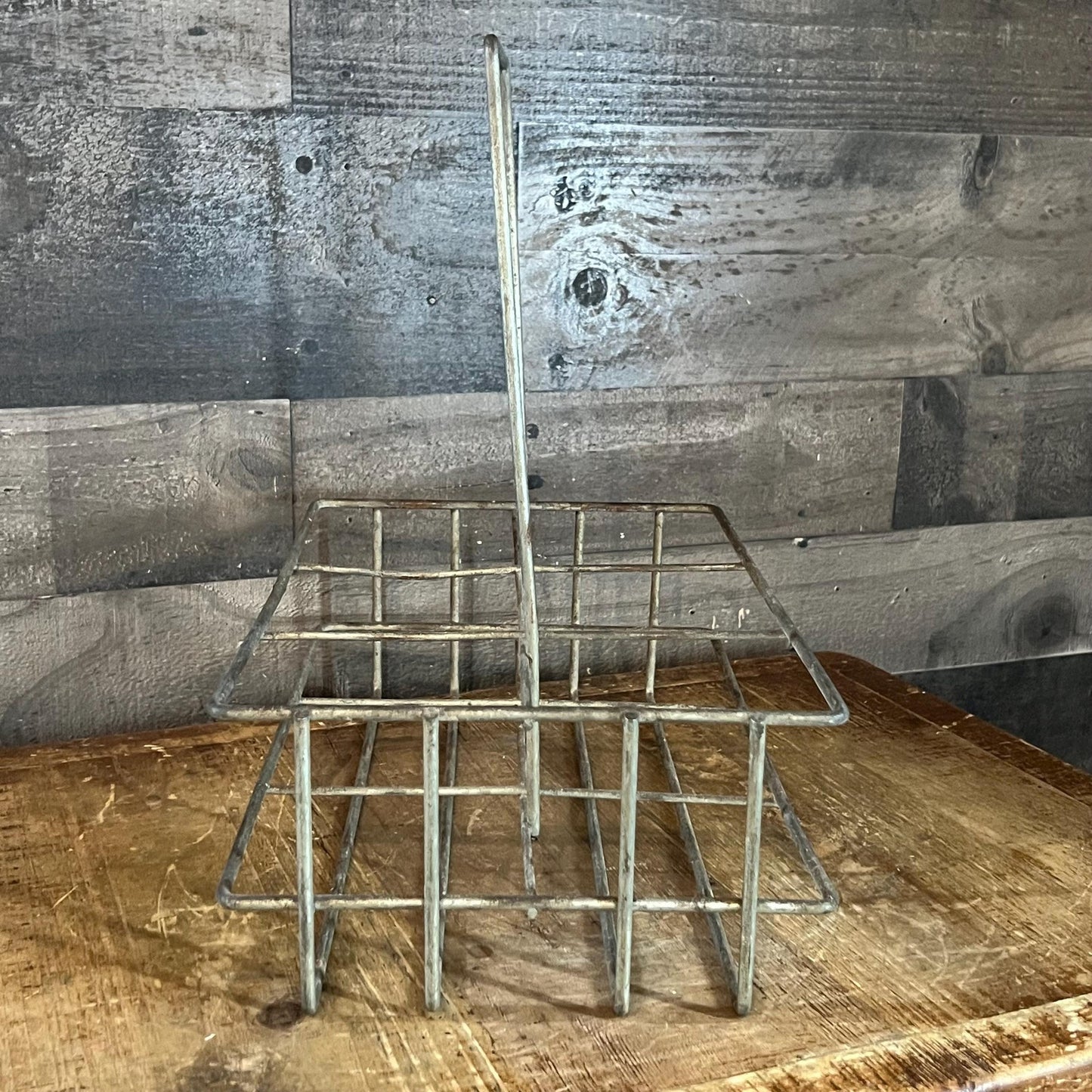 Vintage Metal Bottle Carrier - Milk Carrier - Metal Handled Crate