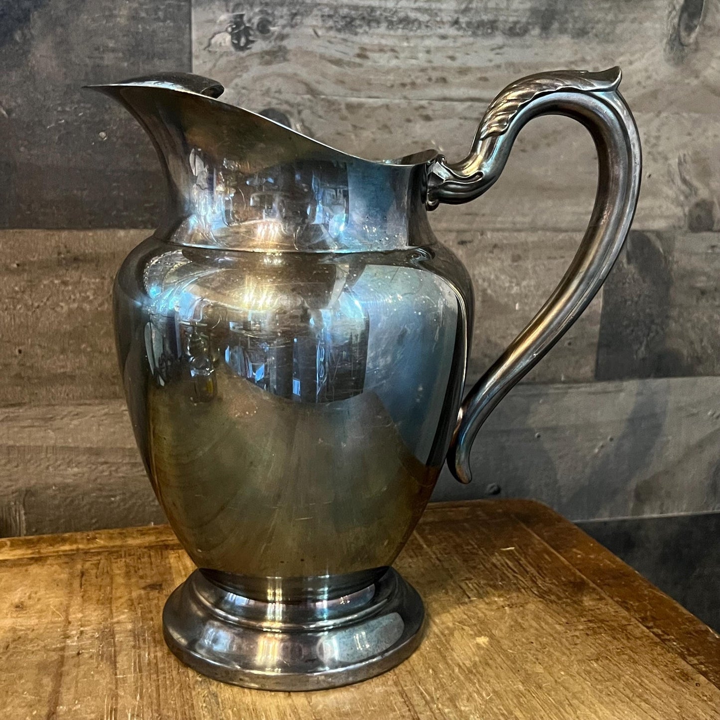 Vintage WM A Rogers Silverplated Handled Pitcher with Ice Catch