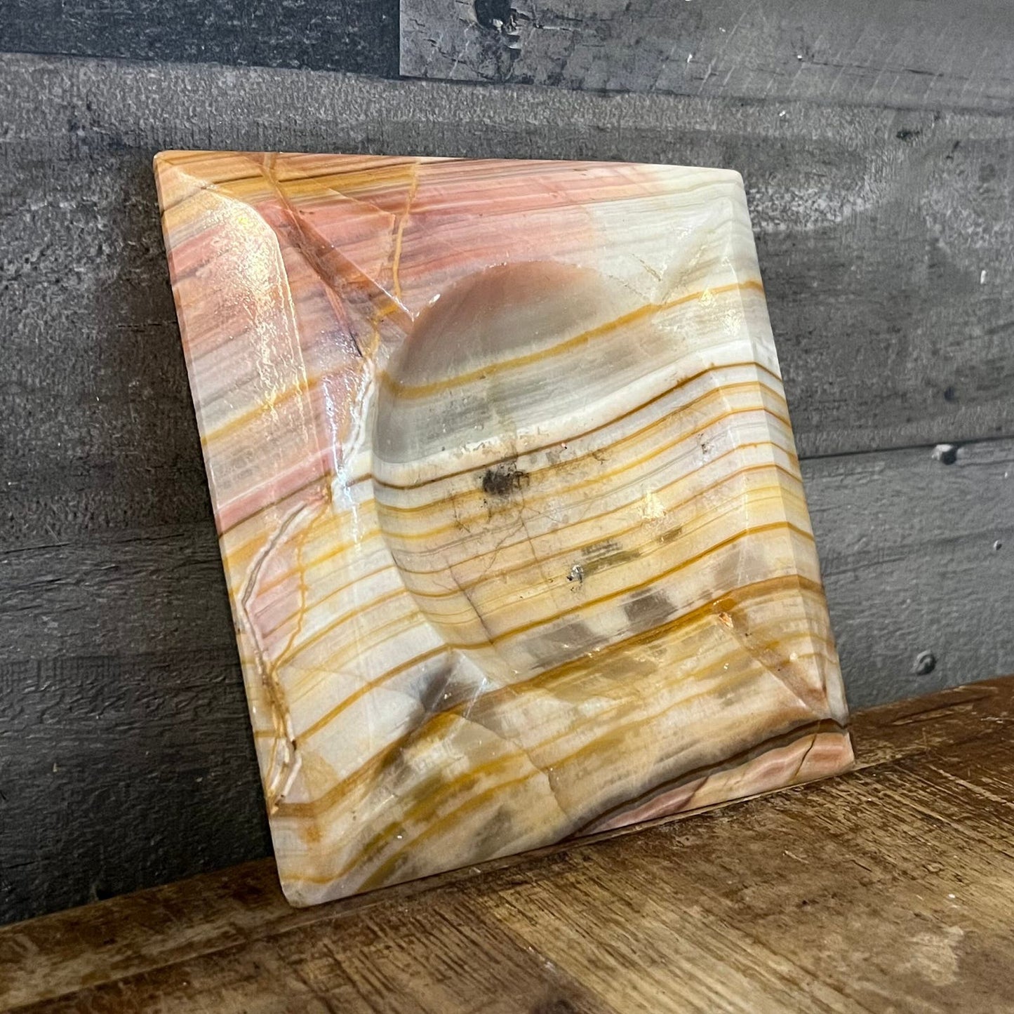 Vintage Onyx Marble Square 4 Slot Ashtray - Catchall