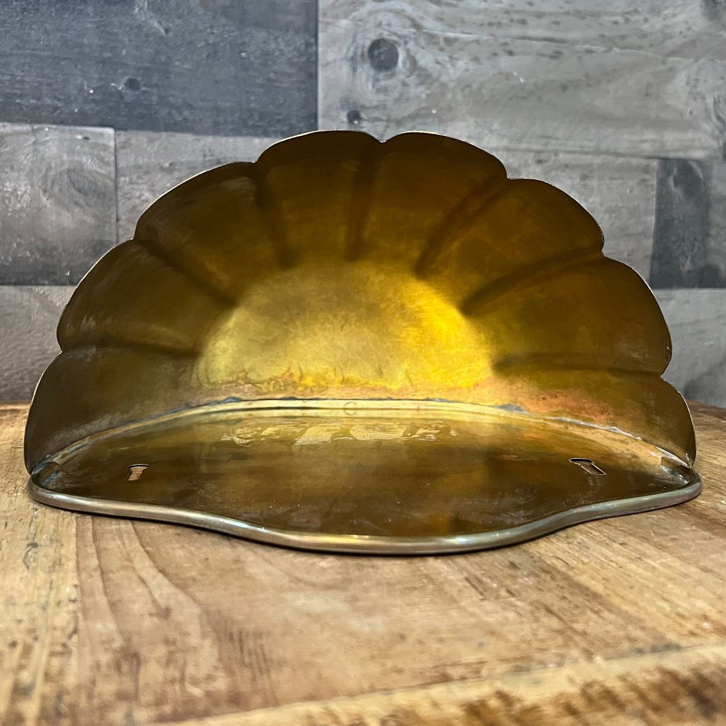 Vintage Brass Scallop Edge Rim Wall Planter