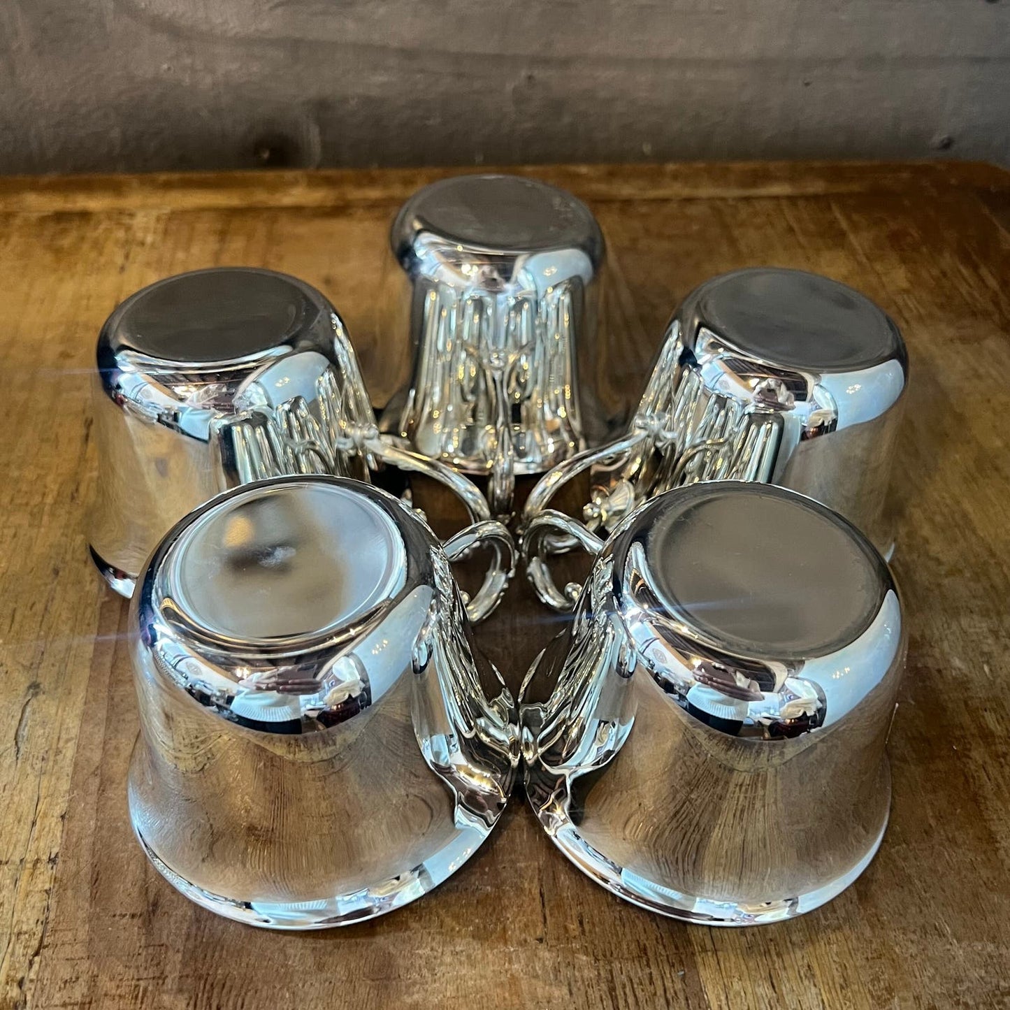 Vintage Set of 5 Silverplated Handled Punch Cups