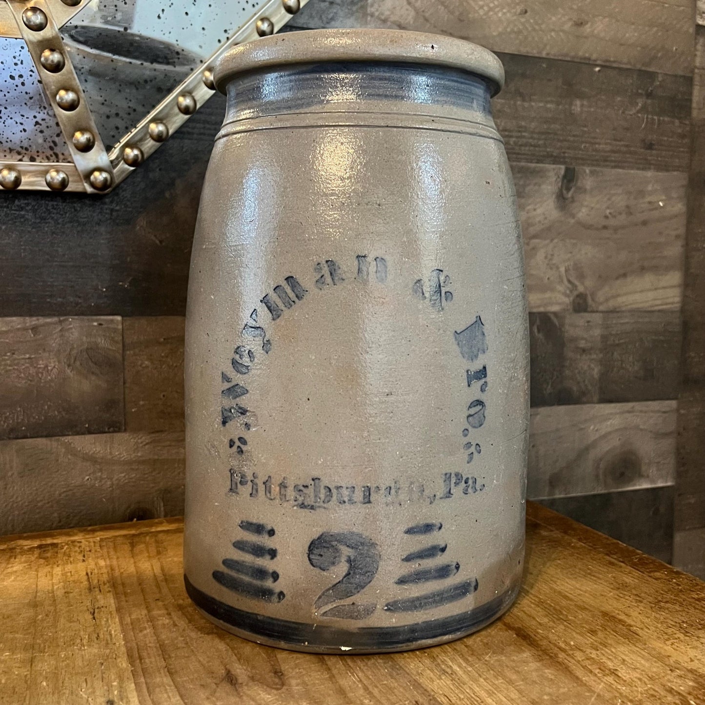 Antique Weyman & Bros Pittsburgh, PA Large Stoneware Crock Snuff Jar