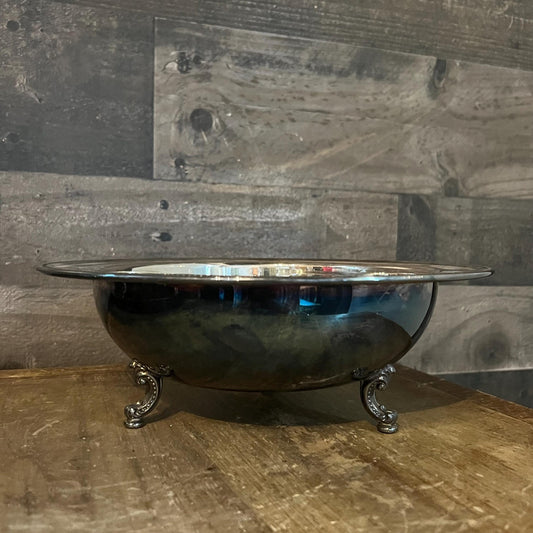 Vintage Silverplated Oneida Tri Footed Bowl with Small Nailhead Rim Accent