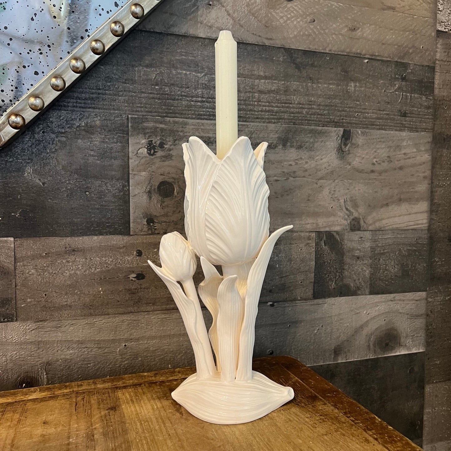 Vintage Fitz and Floyd Inc MCMLXXVI Porcelain Tulip Candlestick Holder